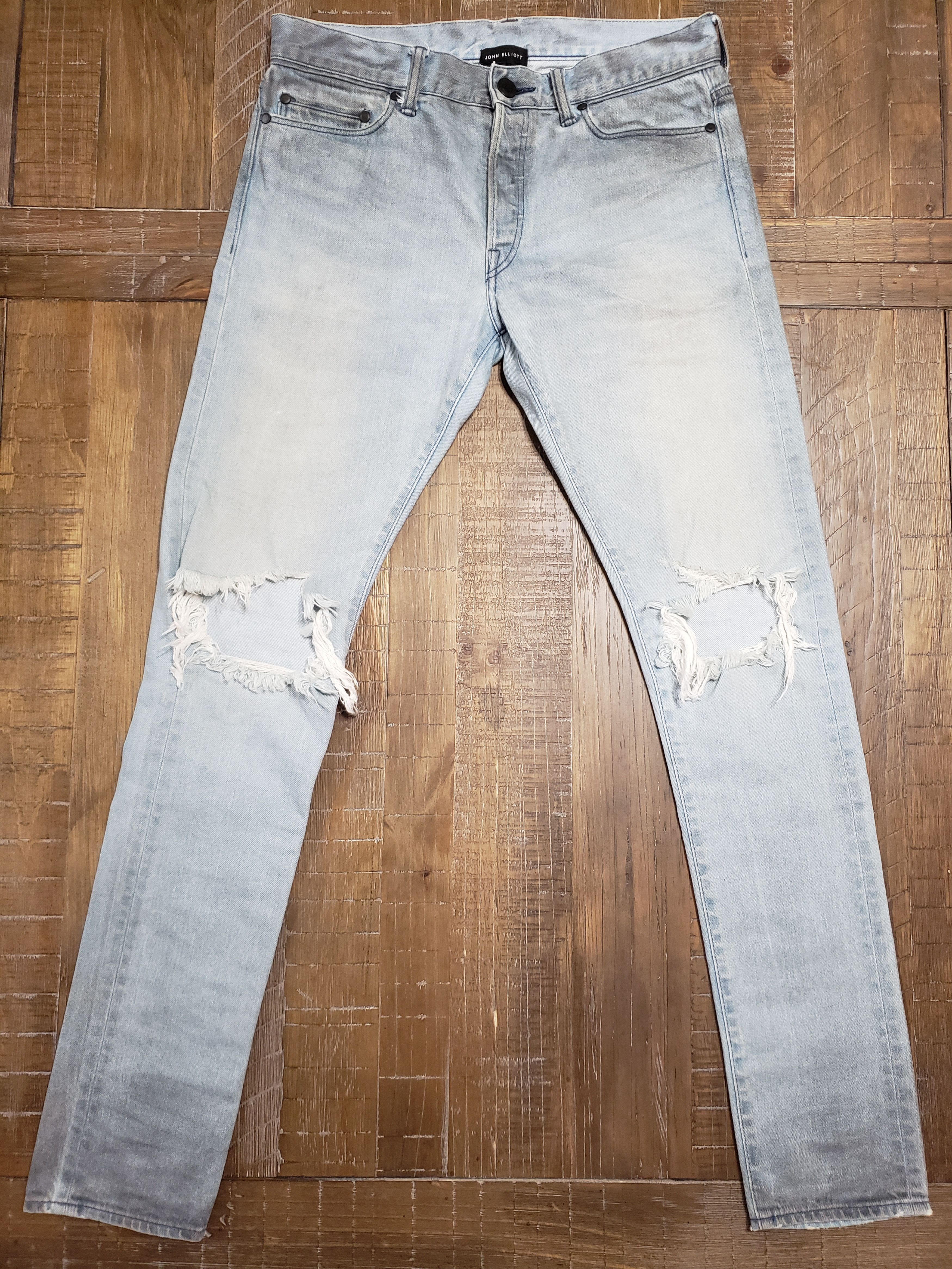 John Elliott John Elliott Distressed Ripped Wash Denim Jeans Size US 31 - 1 Thumbnail