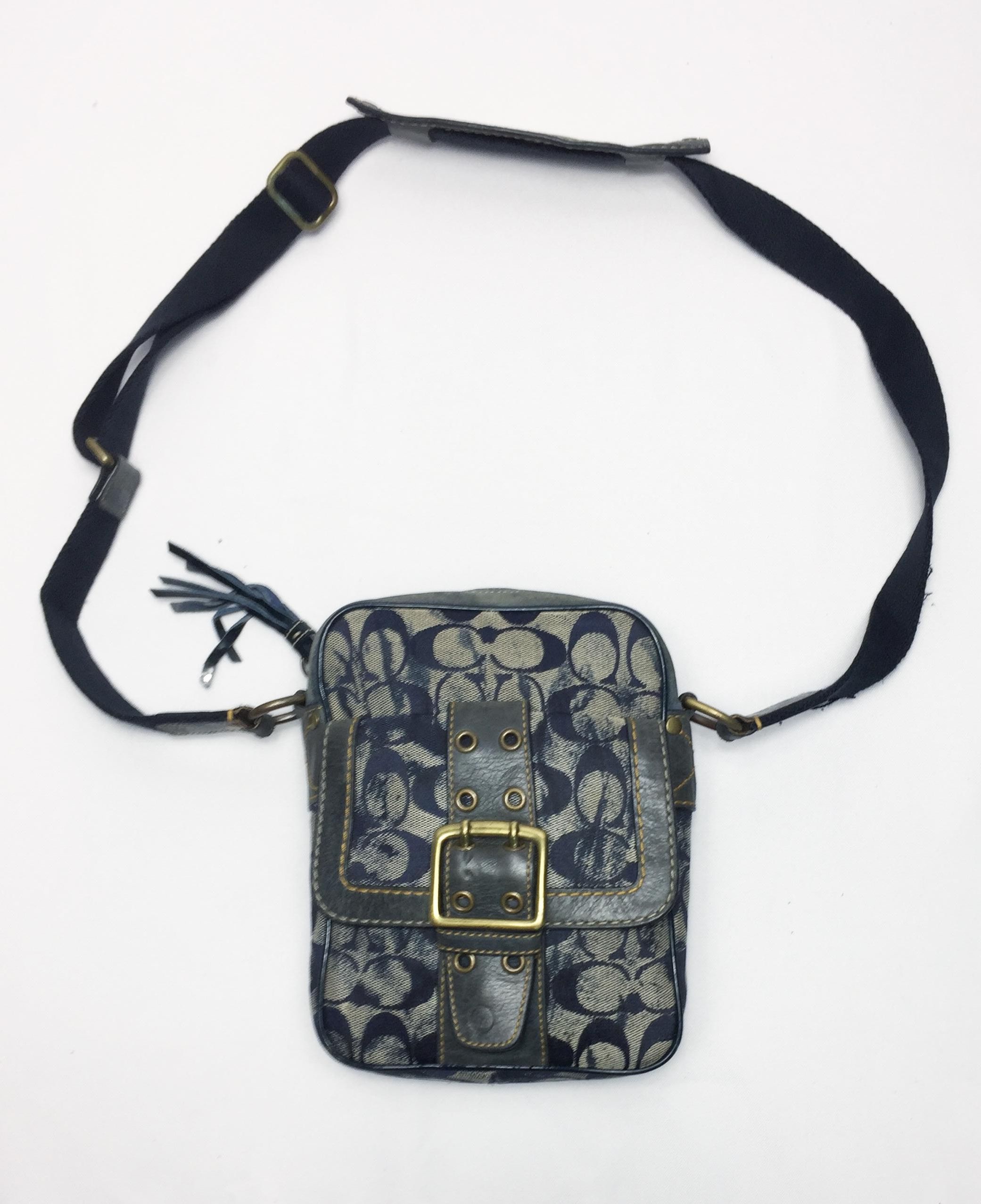Coach Leather Monogram Sling Bag in Grey, Men's