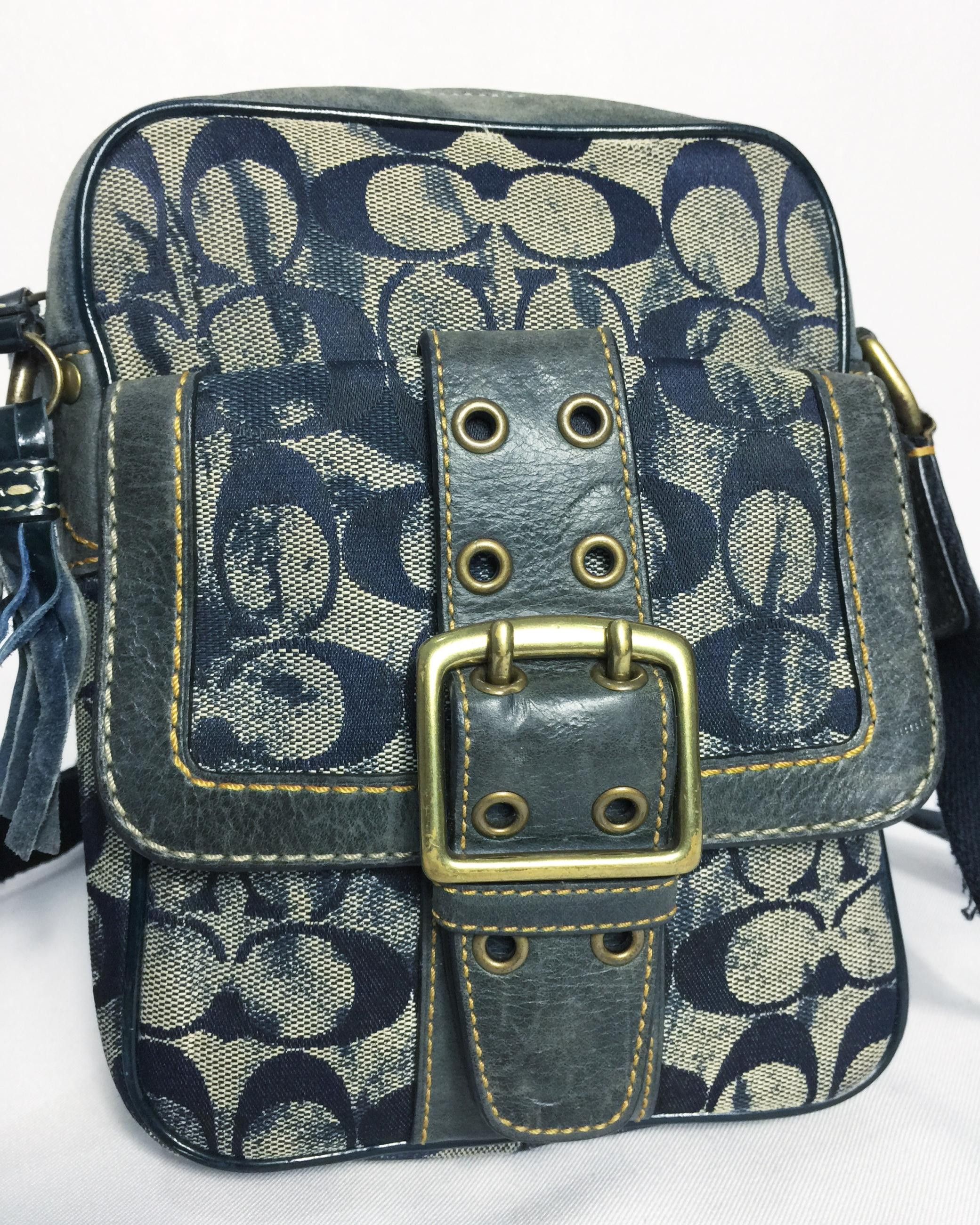 Rare Vintage Coach Leather Monogram Sling Bag