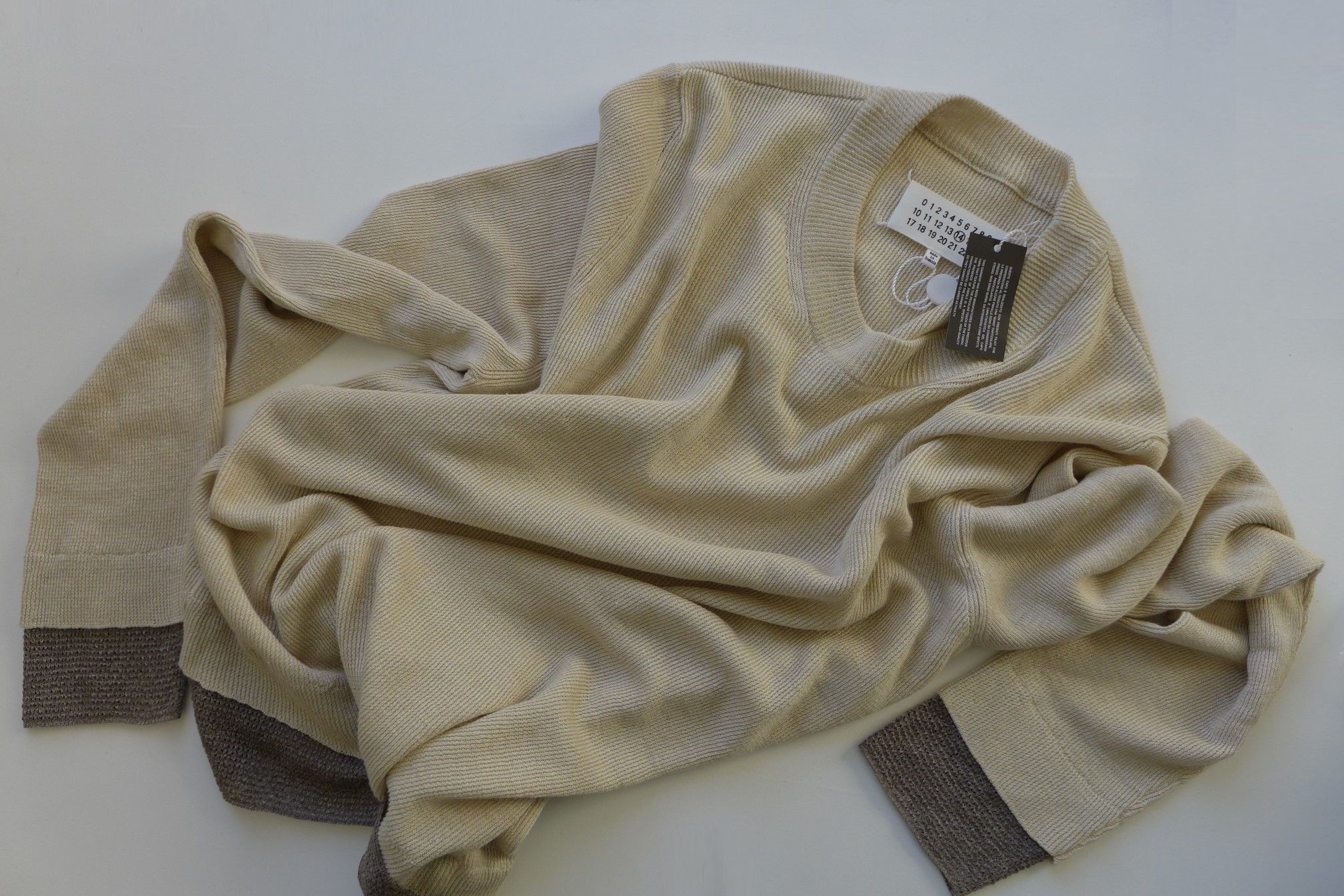 Maison Margiela Margiela SS15 Double Layer Sweater - Ivory Linen & Silk Size US M / EU 48-50 / 2 - 10 Thumbnail