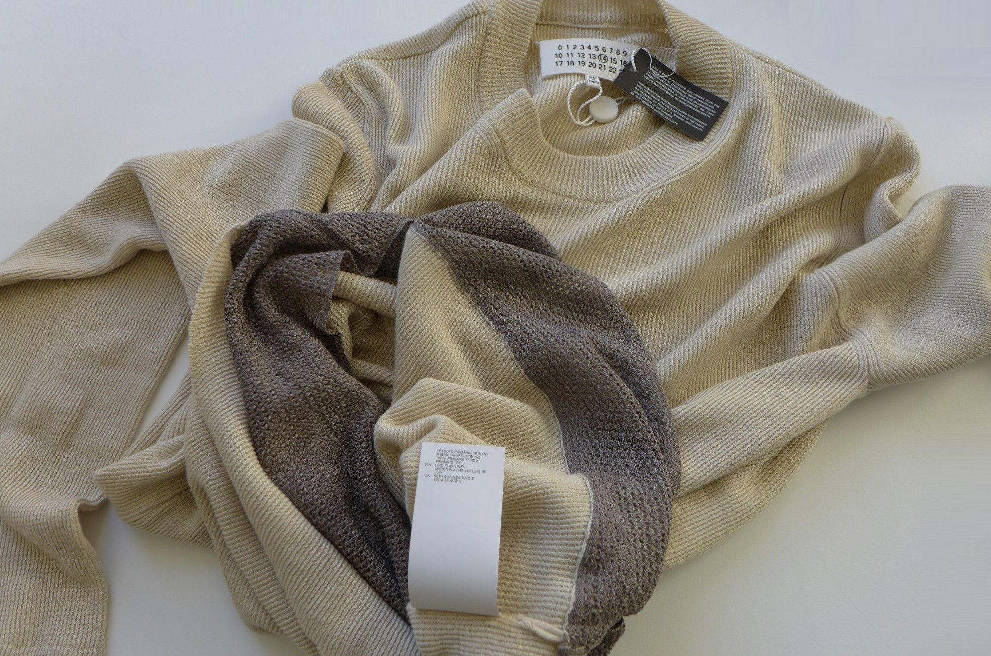 Maison Margiela Margiela SS15 Double Layer Sweater - Ivory Linen & Silk Size US M / EU 48-50 / 2 - 14 Thumbnail