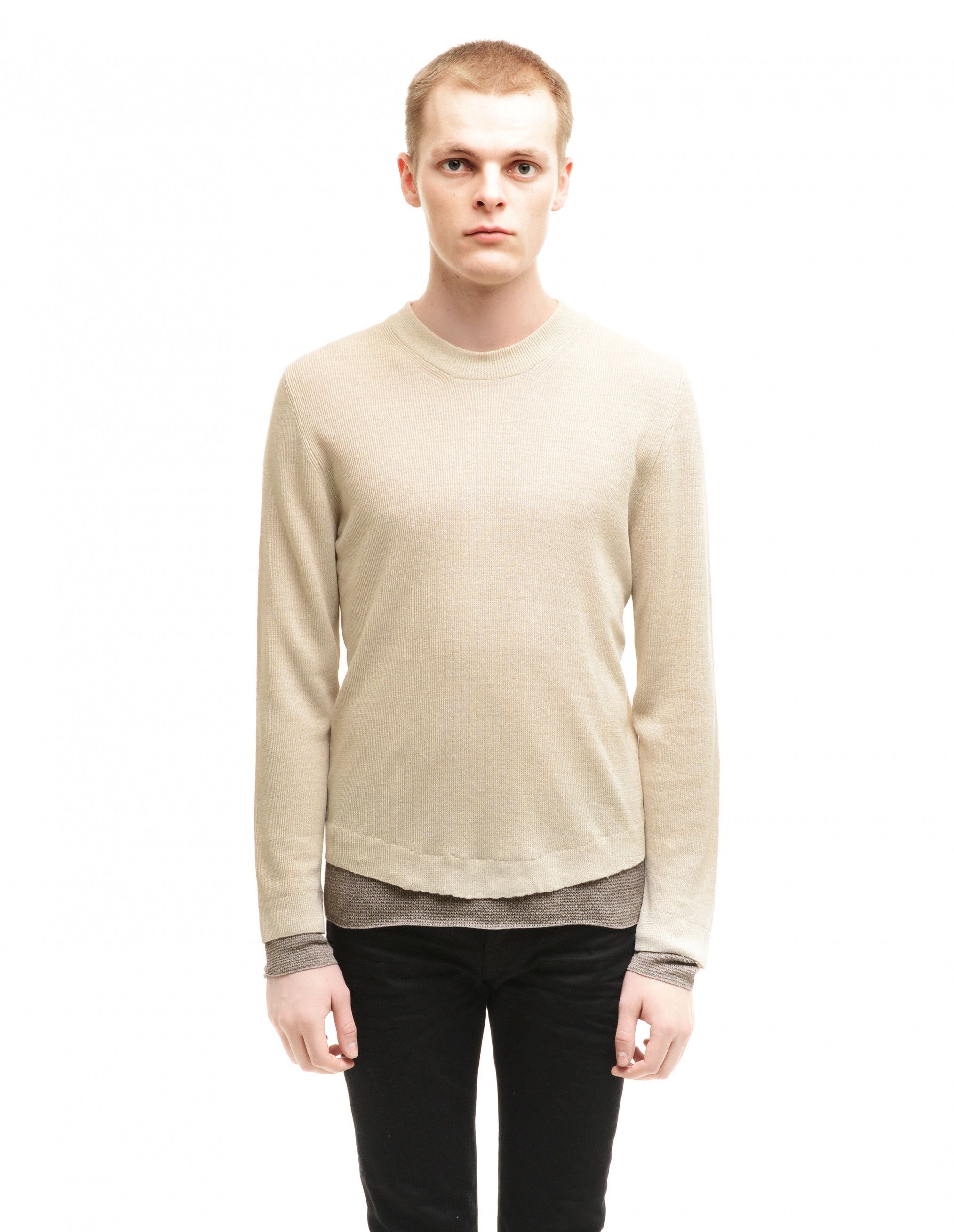 image of Maison Margiela Margiela Ss15 Double Layer Sweater - Ivory Linen & Silk, Men's (Size Medium)