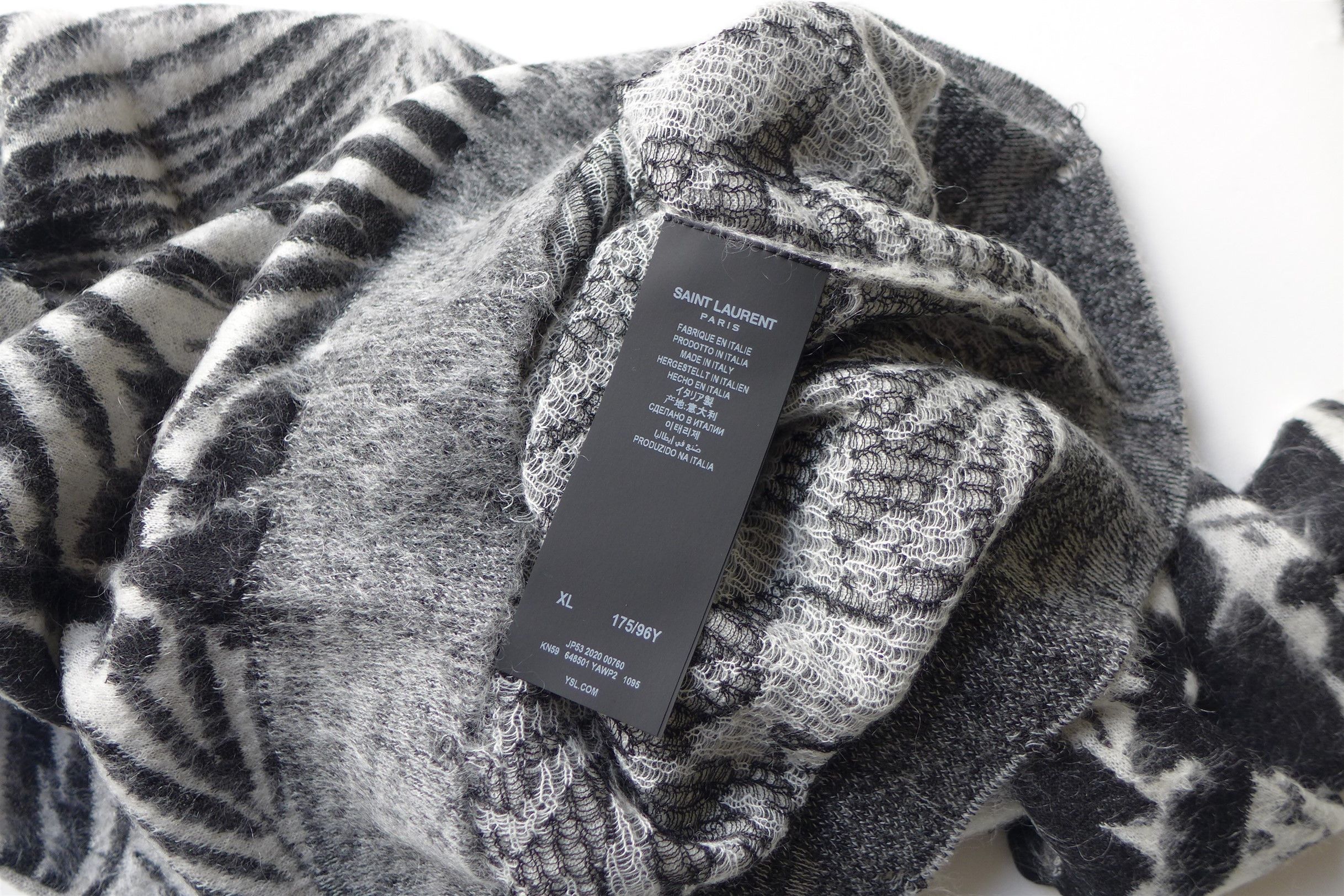 Saint Laurent Paris Saint Laurent Tropical Leaves Intarsia Mohair Sweater Size US XL / EU 56 / 4 - 17 Thumbnail