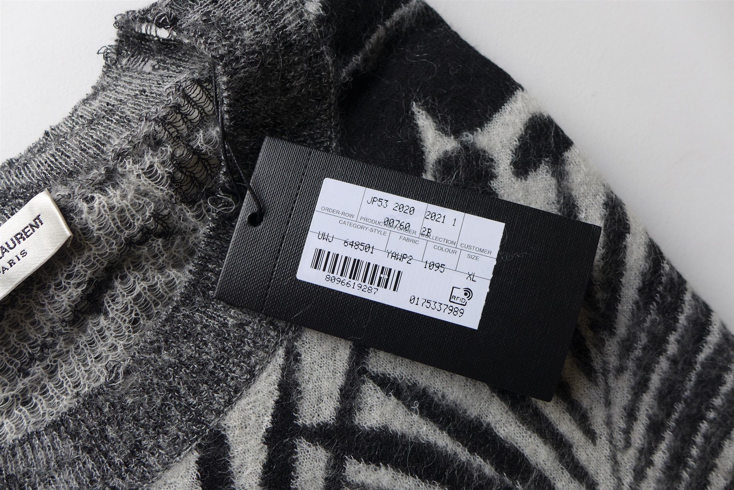 Saint Laurent Paris Saint Laurent Tropical Leaves Intarsia Mohair Sweater Size US XL / EU 56 / 4 - 16 Thumbnail