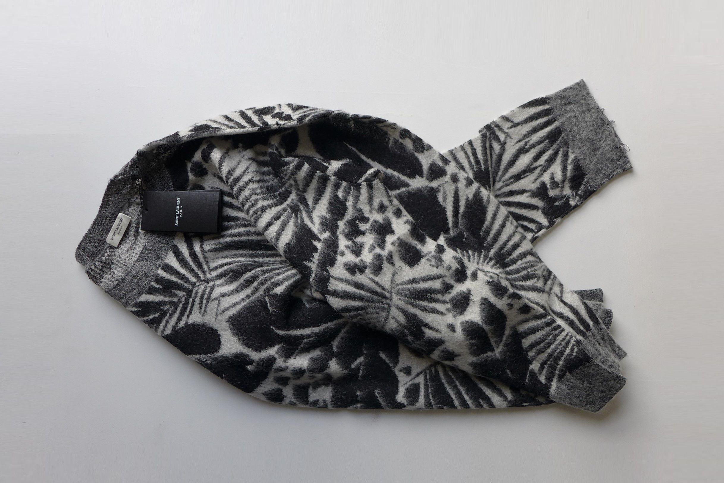 Saint Laurent Paris Saint Laurent Tropical Leaves Intarsia Mohair Sweater Size US M / EU 48-50 / 2 - 12 Thumbnail