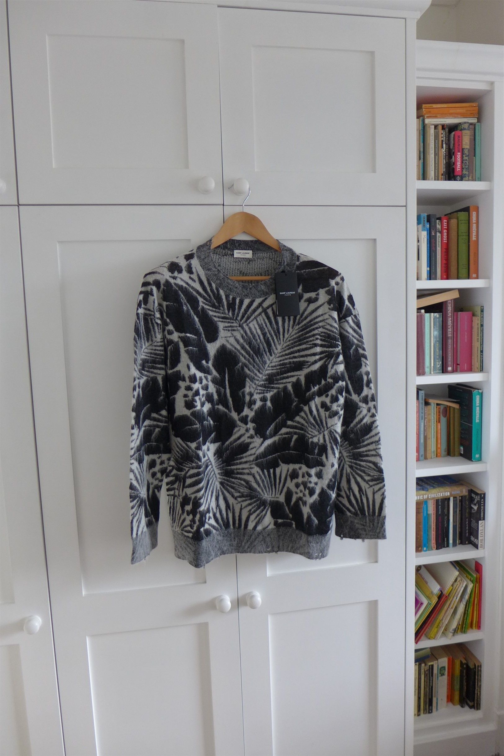 Saint Laurent Paris Saint Laurent Tropical Leaves Intarsia Mohair Sweater Size US M / EU 48-50 / 2 - 6 Thumbnail