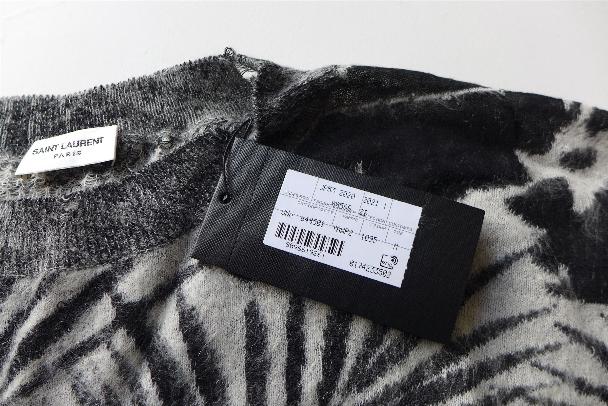 Saint Laurent Paris Saint Laurent Tropical Leaves Intarsia Mohair Sweater Size US M / EU 48-50 / 2 - 16 Thumbnail