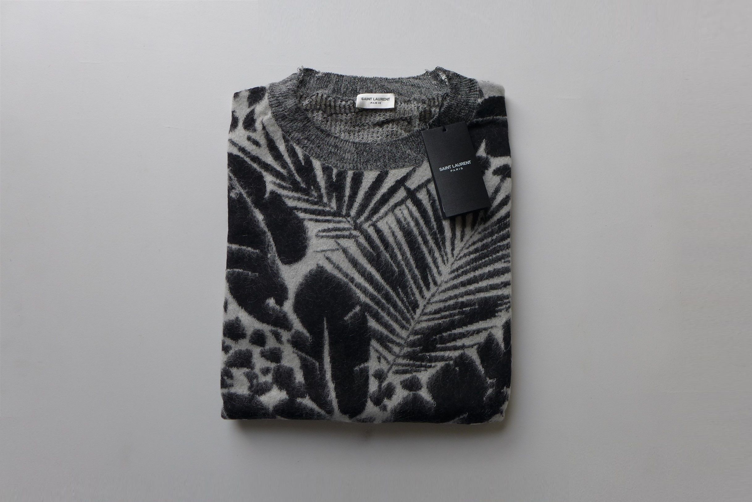 Saint Laurent Paris Saint Laurent Tropical Leaves Intarsia Mohair Sweater Size US M / EU 48-50 / 2 - 8 Thumbnail