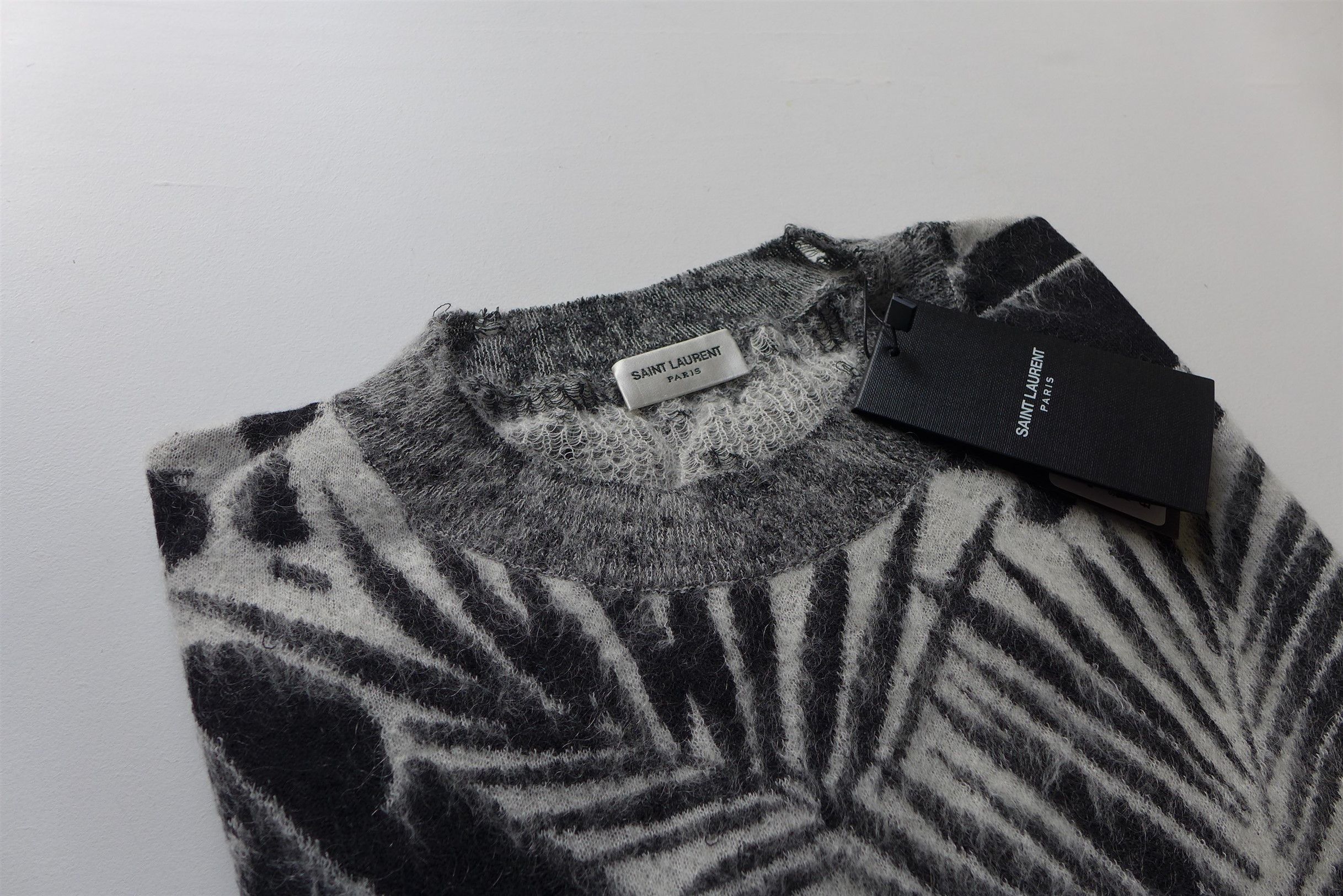 Saint Laurent Paris Saint Laurent Tropical Leaves Intarsia Mohair Sweater Size US M / EU 48-50 / 2 - 11 Thumbnail