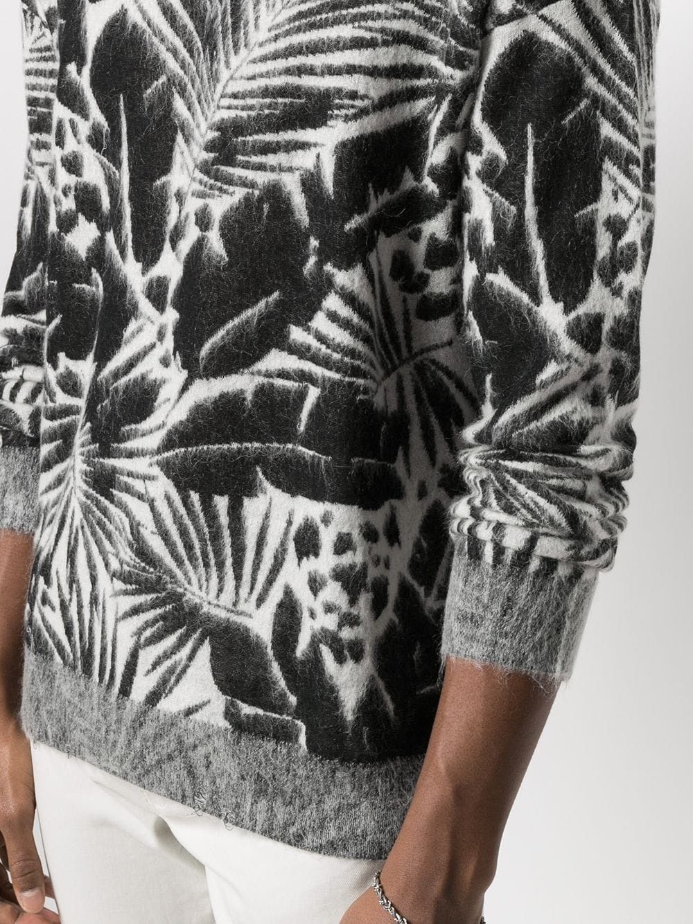 Saint Laurent Paris Saint Laurent Tropical Leaves Intarsia Mohair Sweater Size US M / EU 48-50 / 2 - 3 Thumbnail