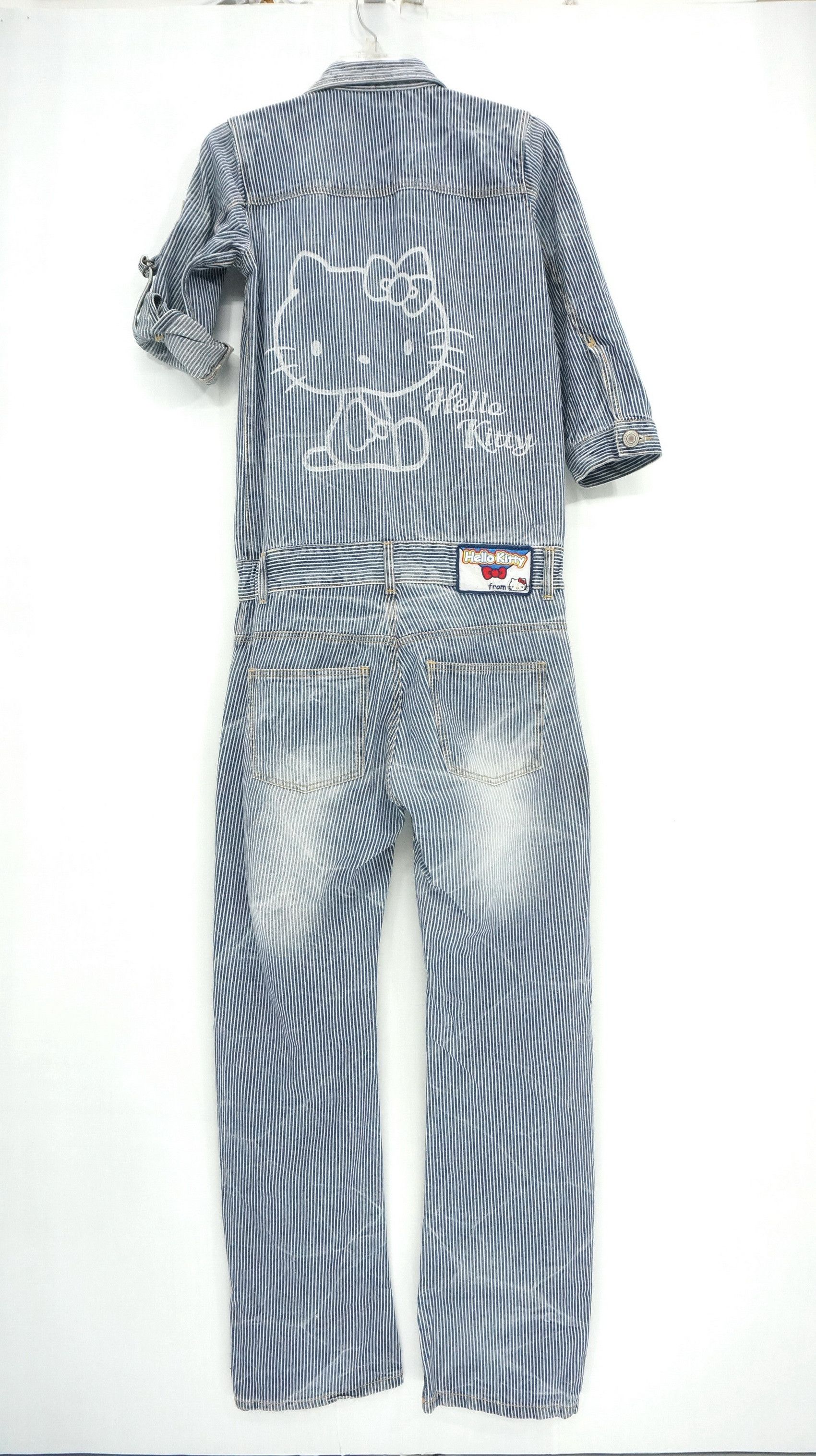 image of Avant Garde x Cartoon Network Super! Hello Kitty Women's Distressed Coverall in Hickory Stripe (Siz