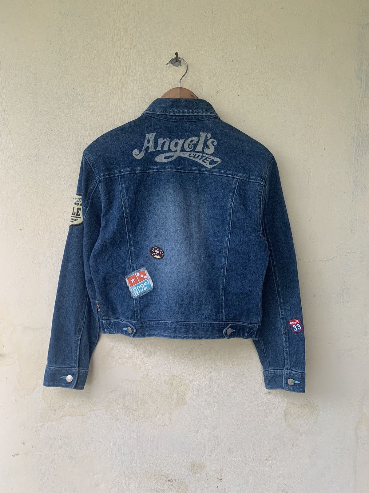 Japanese Brand Vintage 90s Angle Blue Patch Denim Jacket Size M / US 6-8 / IT 42-44 - 9 Thumbnail