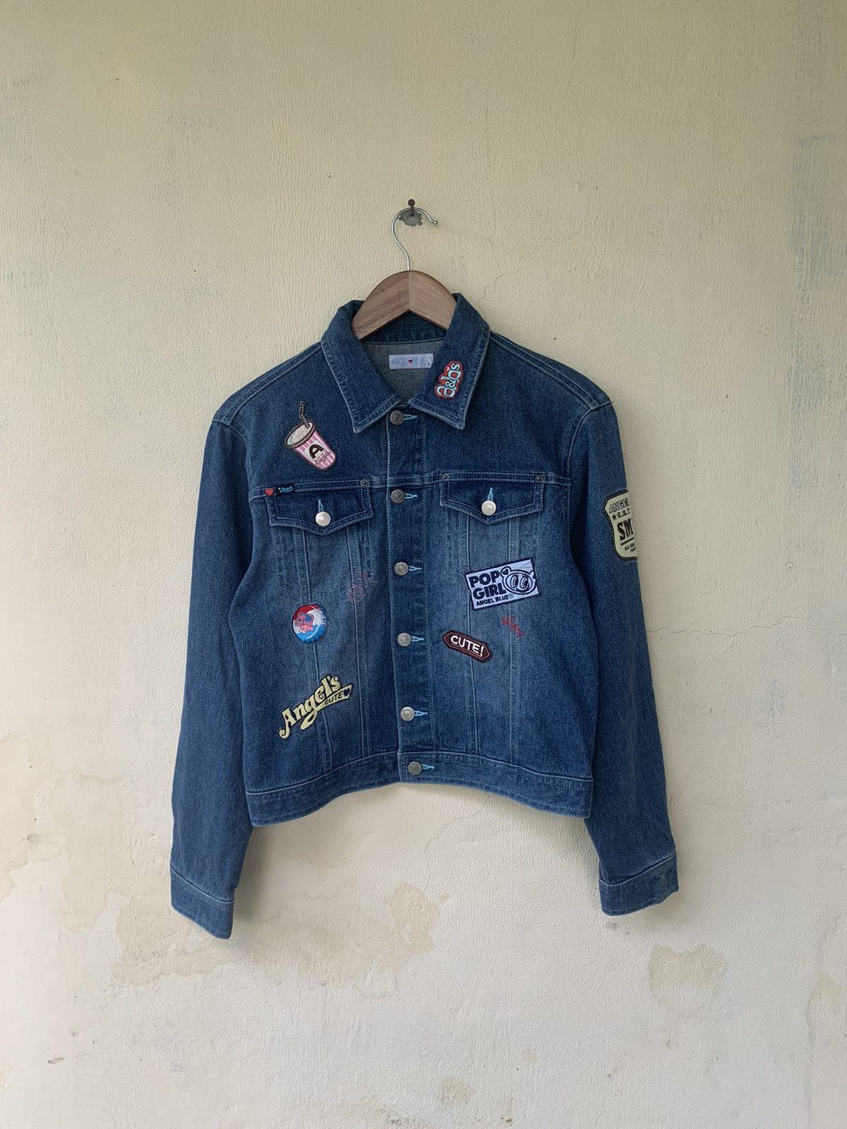 Japanese Brand Vintage 90s Angle Blue Patch Denim Jacket Size M / US 6-8 / IT 42-44 - 1 Thumbnail