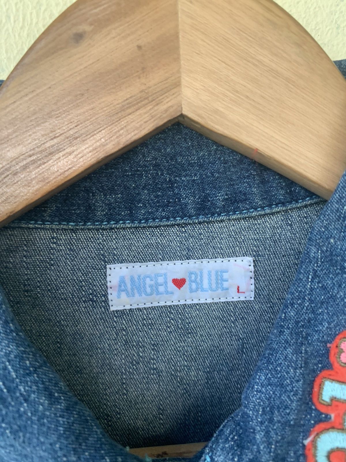 Japanese Brand Vintage 90s Angle Blue Patch Denim Jacket Size M / US 6-8 / IT 42-44 - 3 Thumbnail