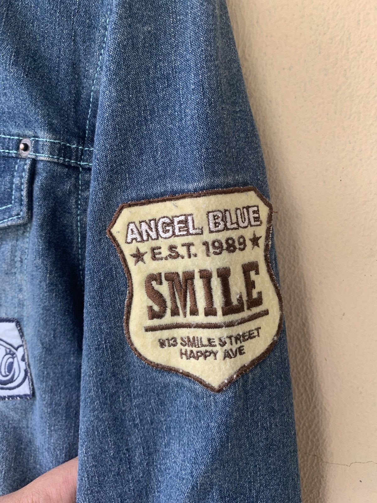 Japanese Brand Vintage 90s Angle Blue Patch Denim Jacket Size M / US 6-8 / IT 42-44 - 6 Thumbnail