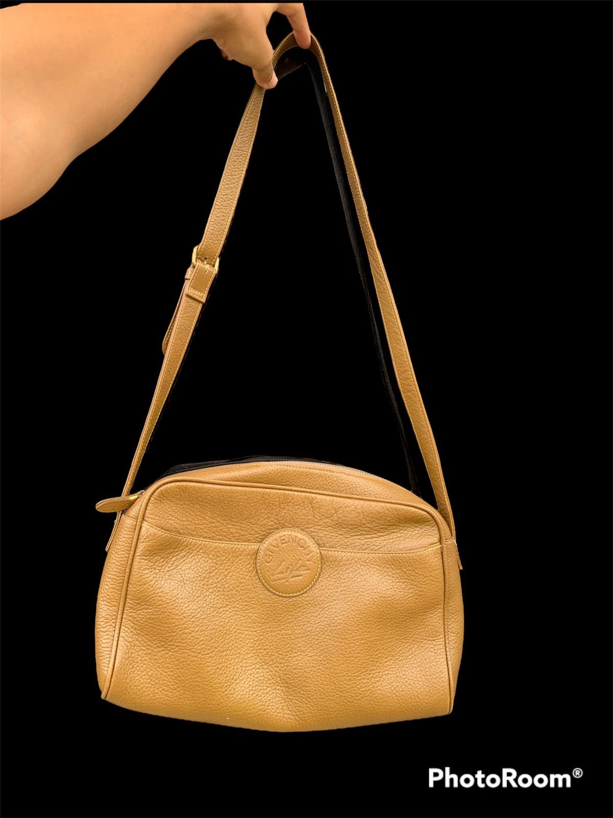 Vintage Givenchy Leather Crossbody Sling Bag in Brown, Men's