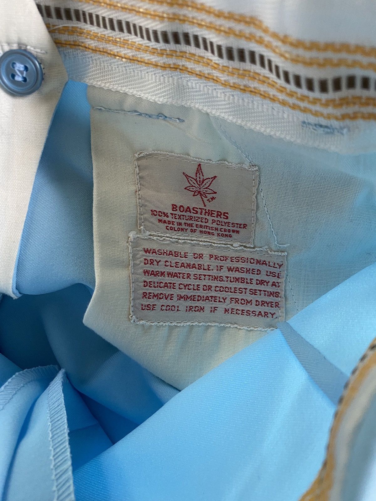 Retrofit Vintage 70’s Boasthers Weed Leaf Baby Blue Poly Short Shorts Size US 34 / EU 50 - 13 Thumbnail