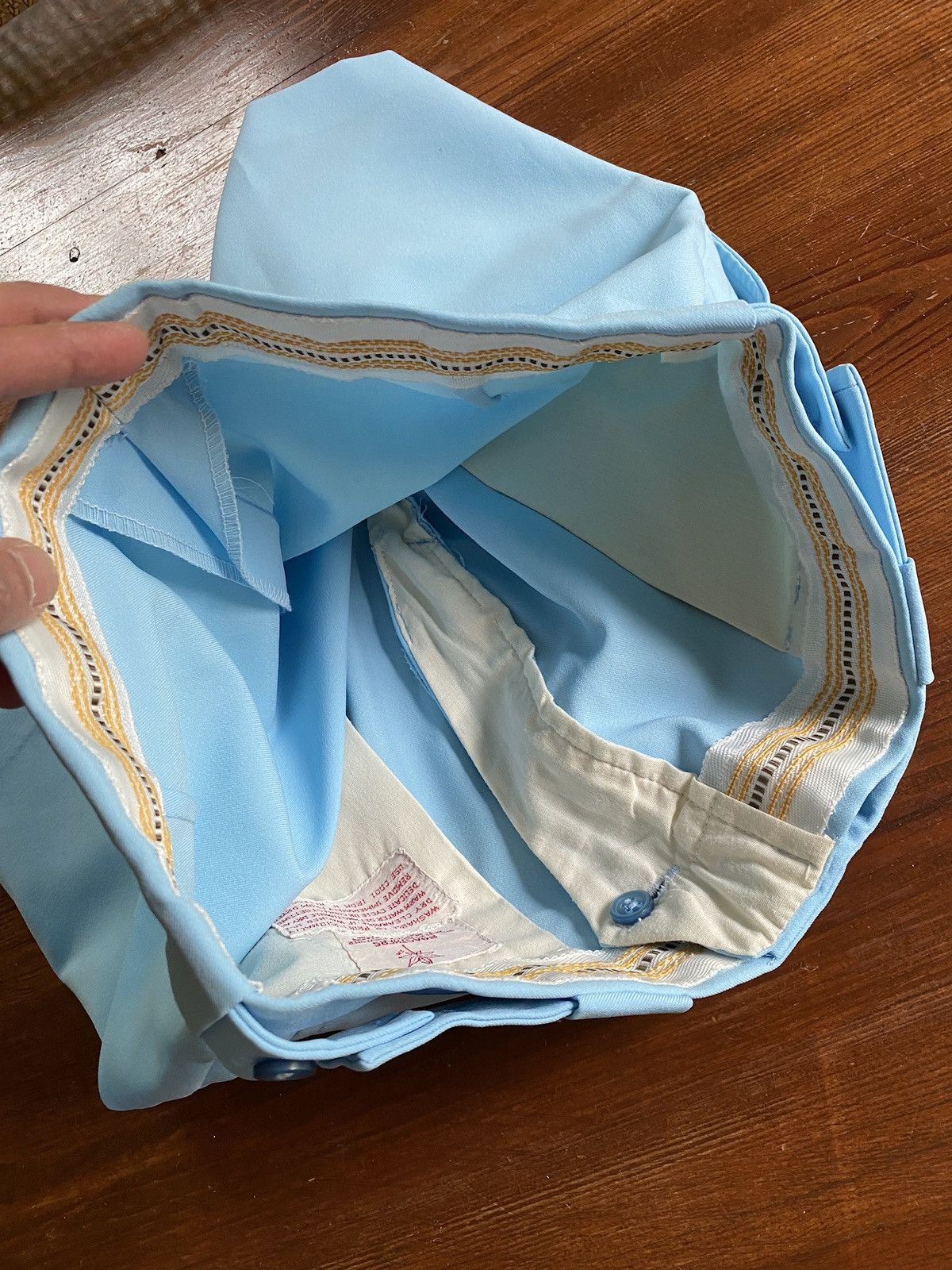 Retrofit Vintage 70’s Boasthers Weed Leaf Baby Blue Poly Short Shorts Size US 34 / EU 50 - 11 Thumbnail