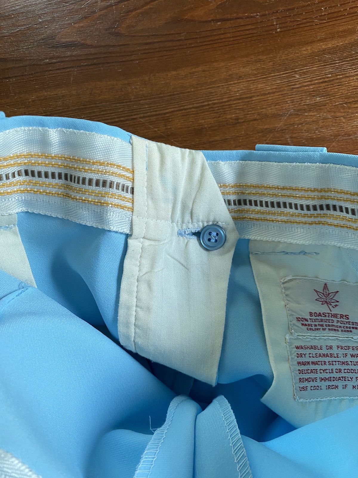 Retrofit Vintage 70’s Boasthers Weed Leaf Baby Blue Poly Short Shorts Size US 34 / EU 50 - 12 Thumbnail