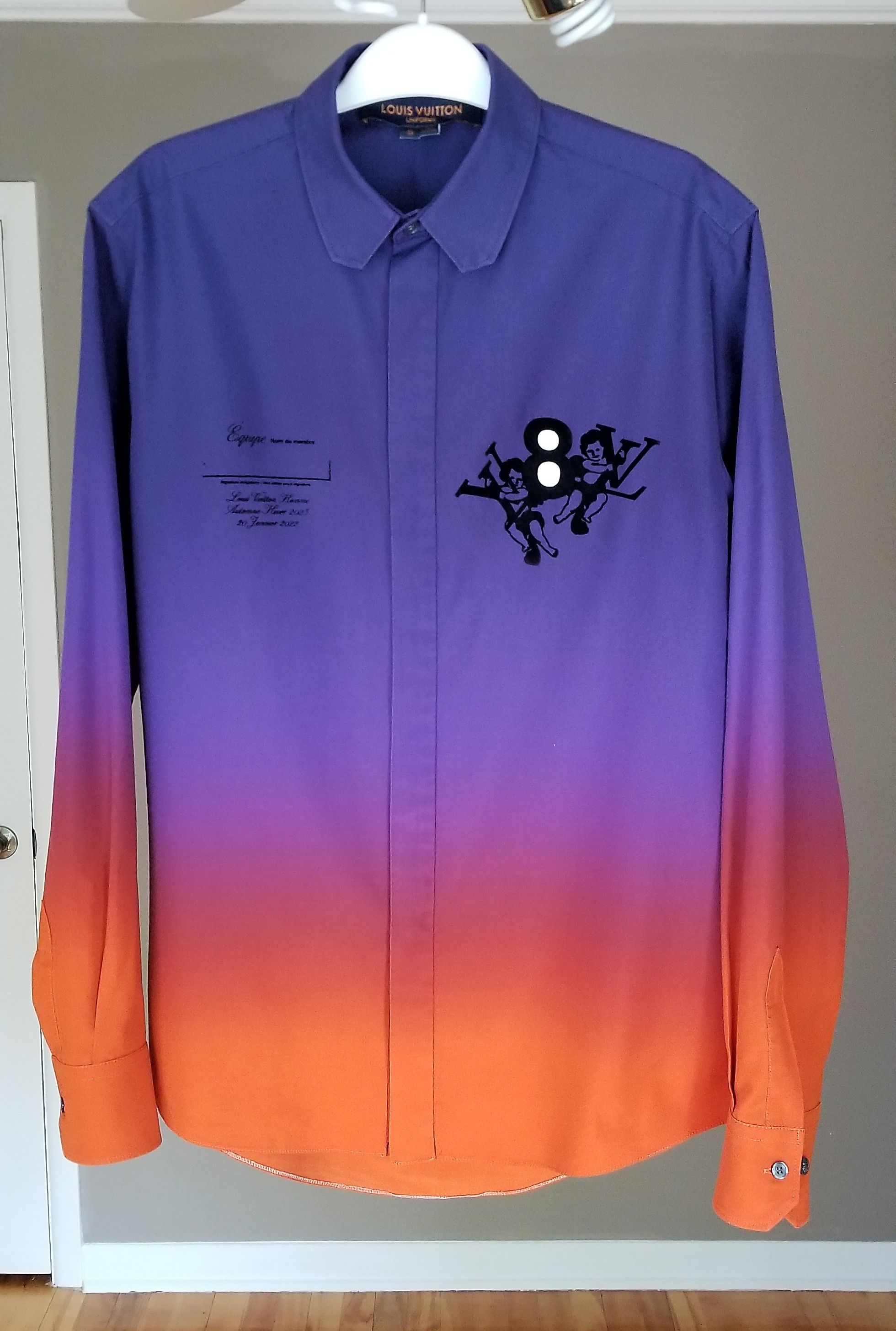 image of Louis Vuitton Virgil Abloh Équipe Shirt in Purple/Orange, Men's (Size Small)