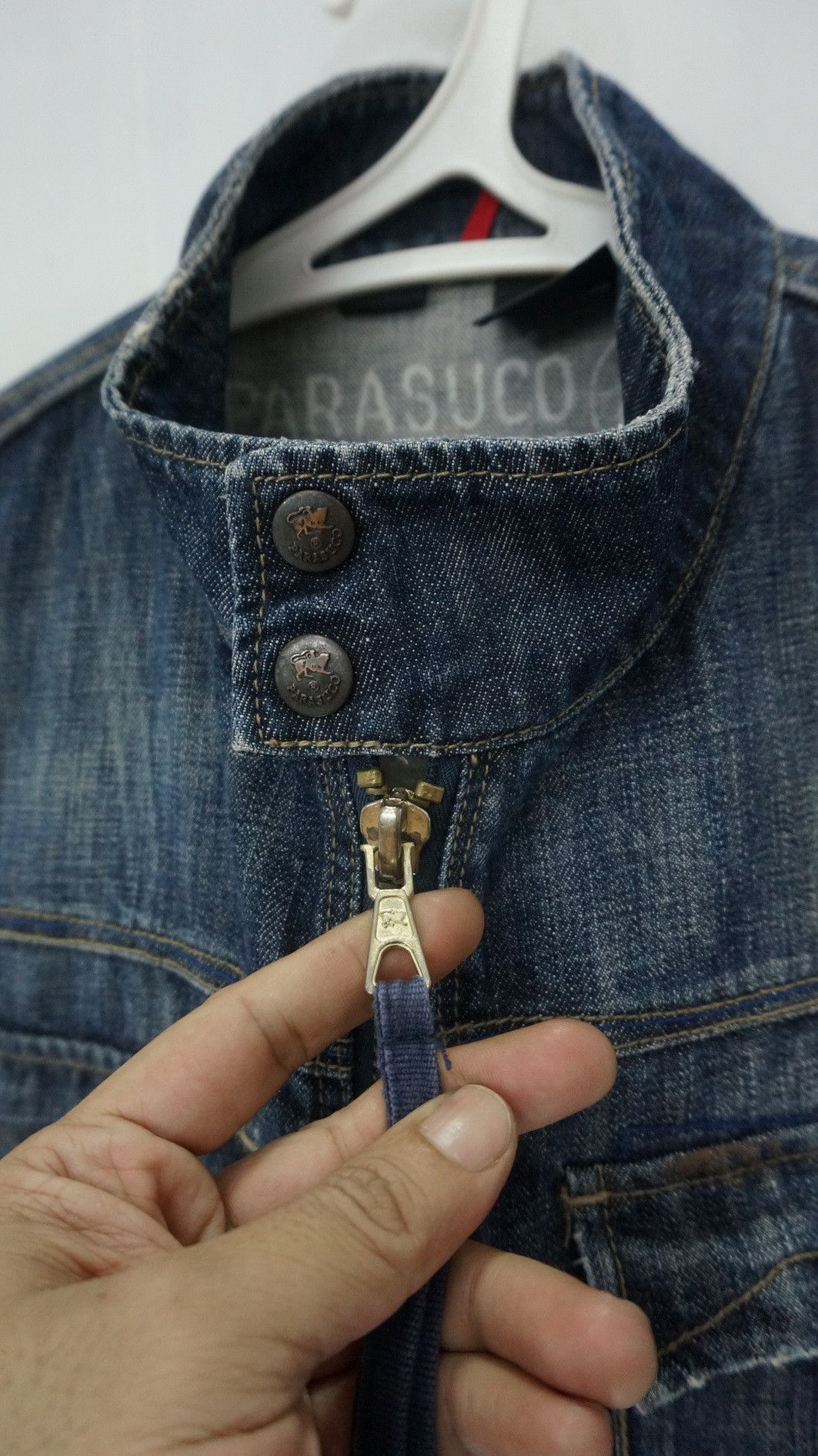 Parasuco DopeVtg! PARASUCO Bikers Buckle Distressed Denim Jacket Size US M / EU 48-50 / 2 - 9 Thumbnail