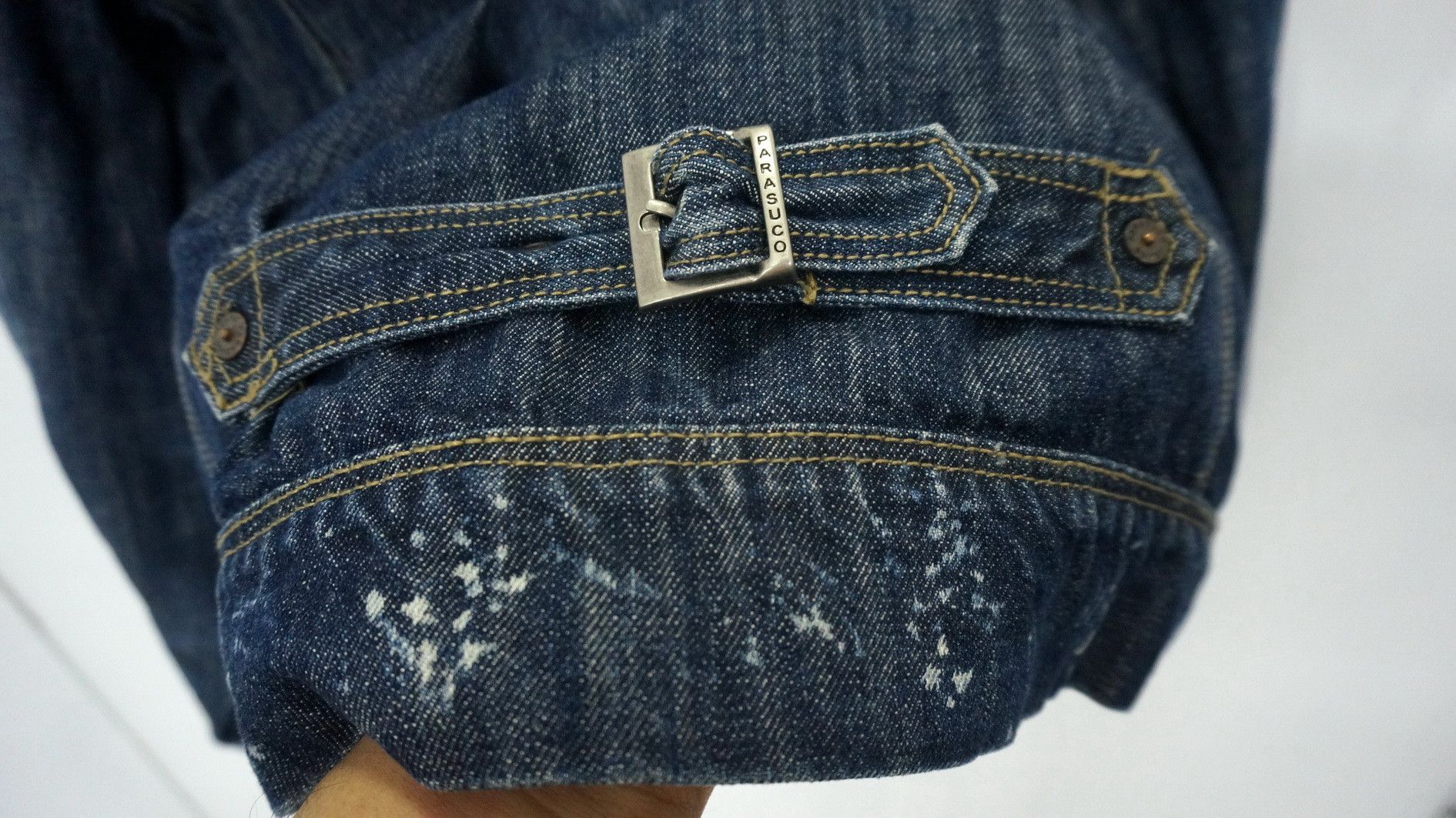 Parasuco DopeVtg! PARASUCO Bikers Buckle Distressed Denim Jacket Size US M / EU 48-50 / 2 - 11 Thumbnail