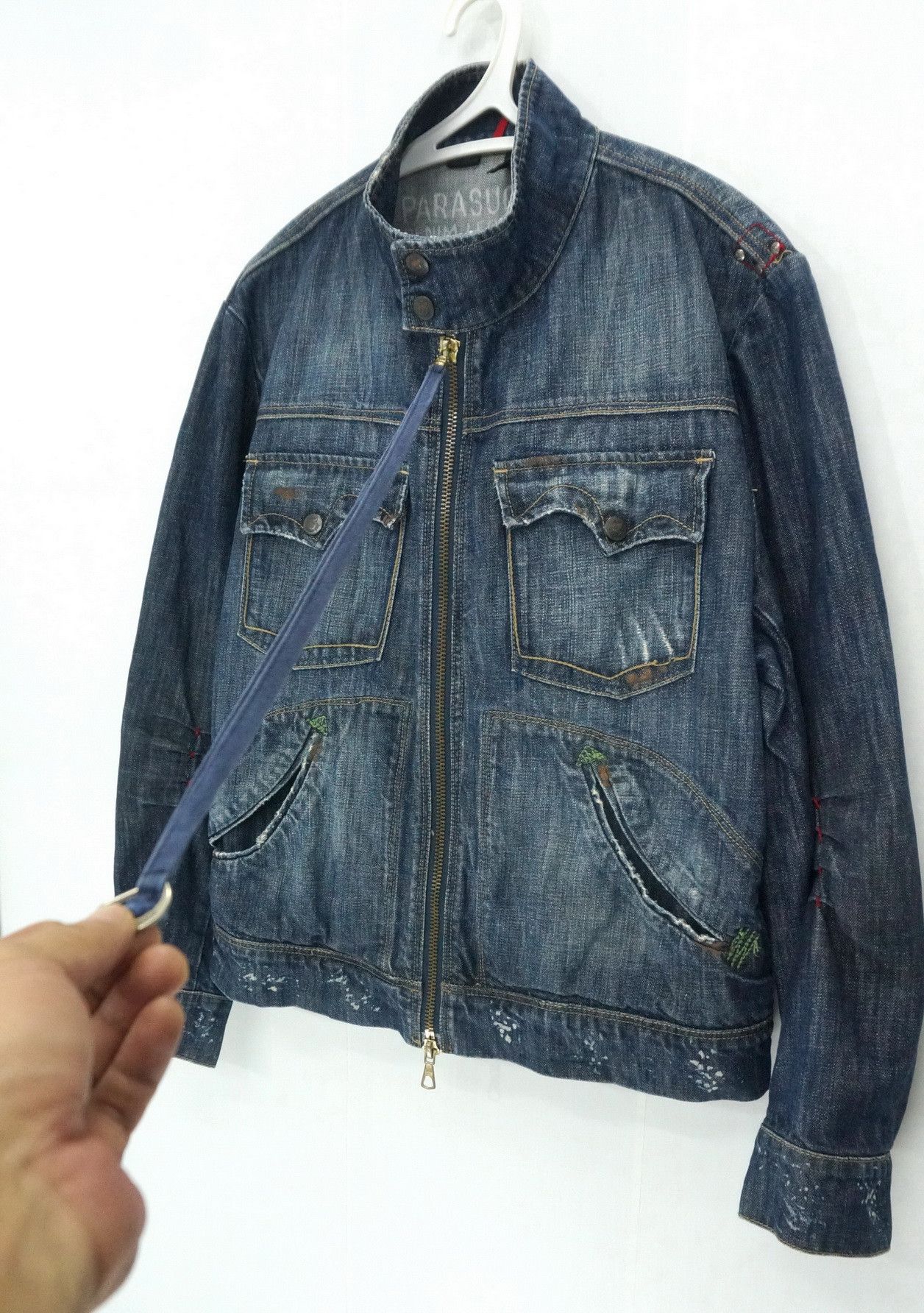 Parasuco DopeVtg! PARASUCO Bikers Buckle Distressed Denim Jacket Size US M / EU 48-50 / 2 - 7 Thumbnail