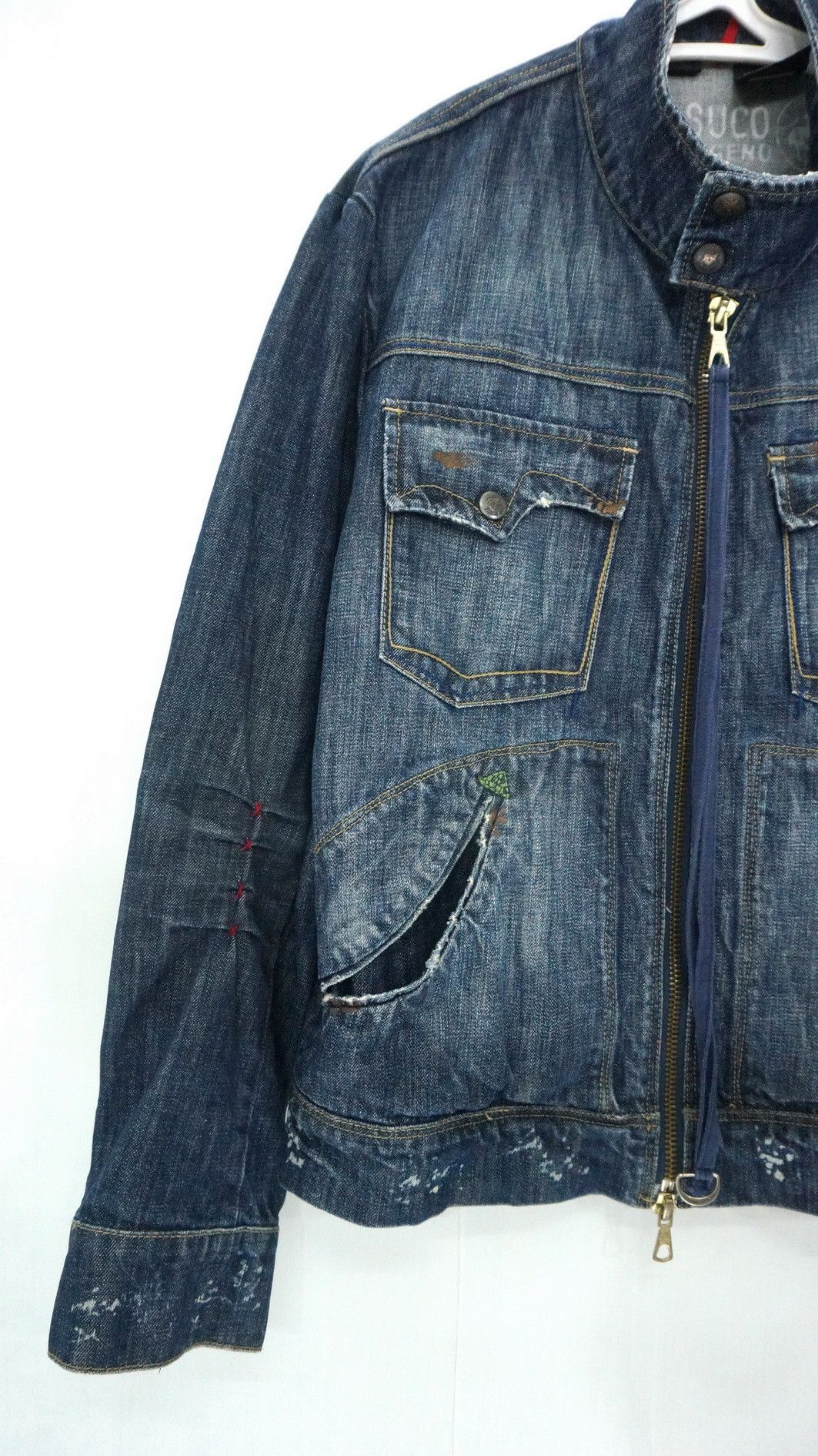 Parasuco DopeVtg! PARASUCO Bikers Buckle Distressed Denim Jacket Size US M / EU 48-50 / 2 - 3 Thumbnail