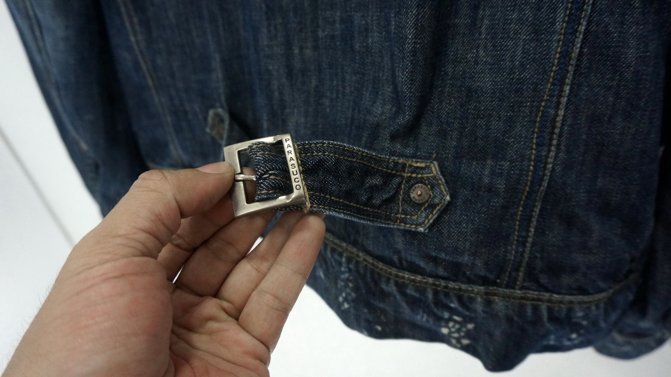 Parasuco DopeVtg! PARASUCO Bikers Buckle Distressed Denim Jacket Size US M / EU 48-50 / 2 - 10 Thumbnail