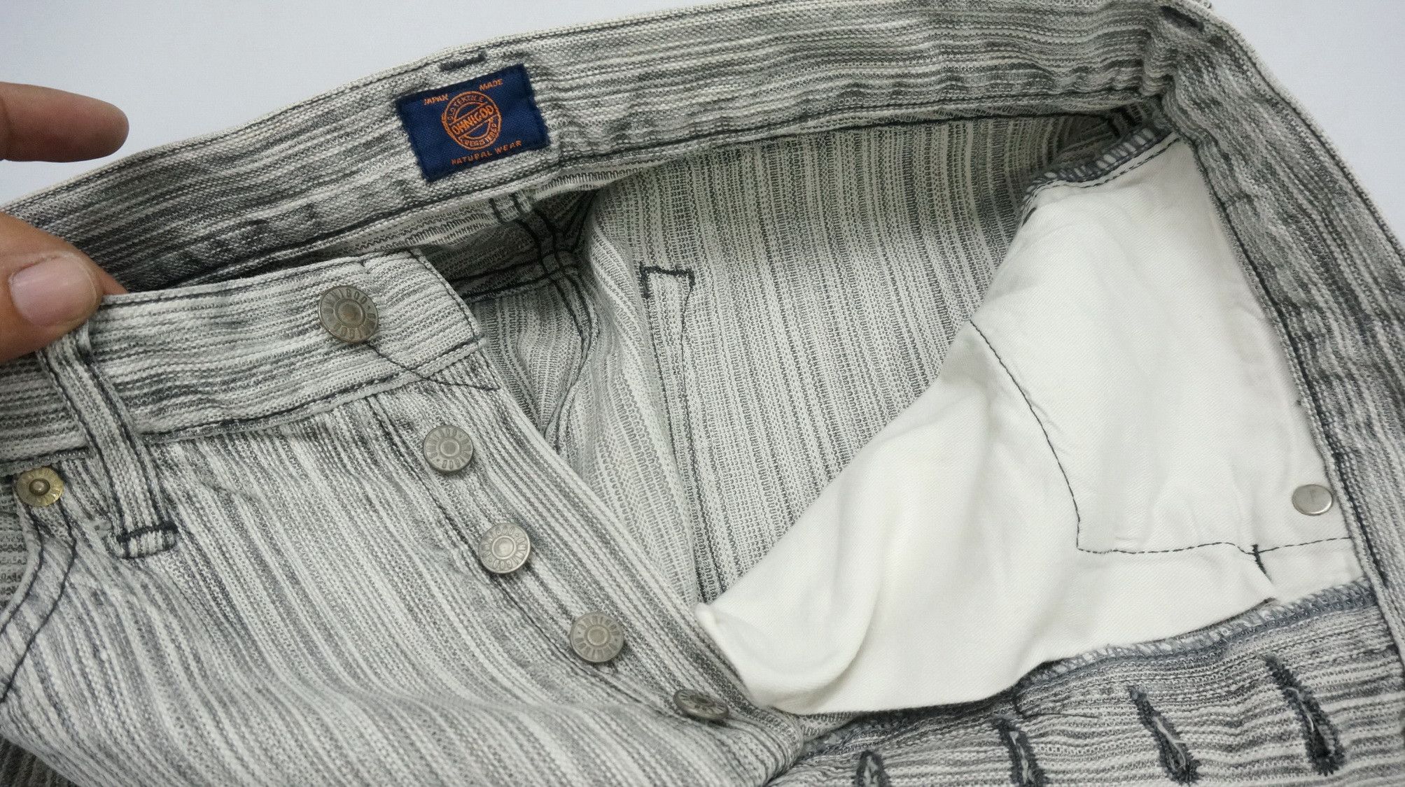 Japanese Brand Rare 🔥 OMNIGOD Japan Hickory Buttonfly Orange Tab Jeans Size US 30 / EU 46 - 17 Thumbnail