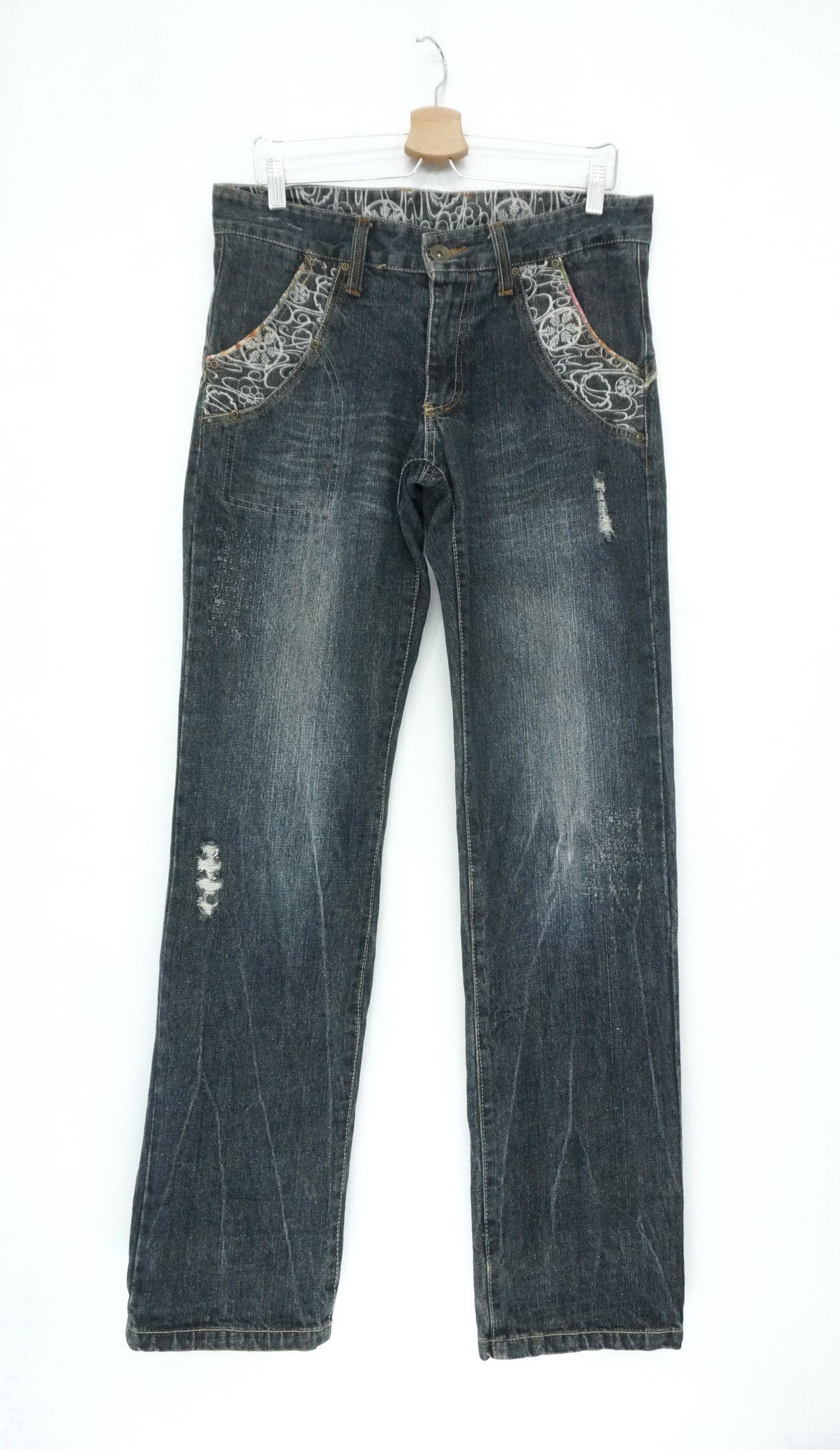 Japanese Brand Vintage GUMU Japan Distressed Jeans Size US 32 / EU 48 - 2 Thumbnail