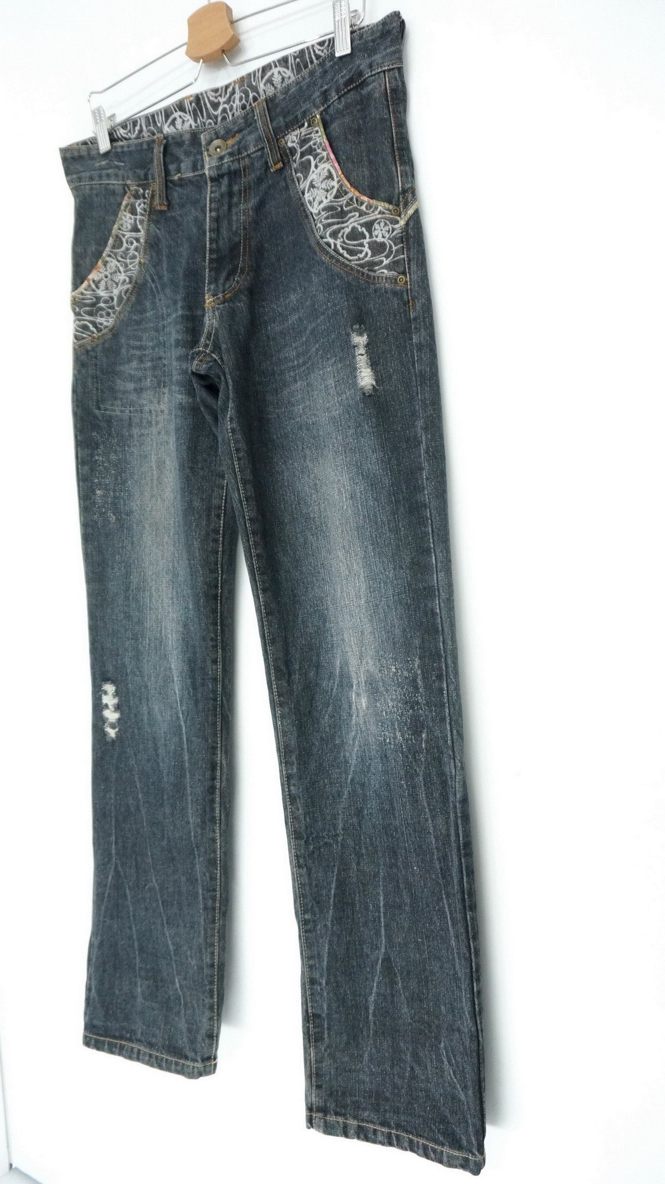 Japanese Brand Vintage GUMU Japan Distressed Jeans Size US 32 / EU 48 - 4 Thumbnail