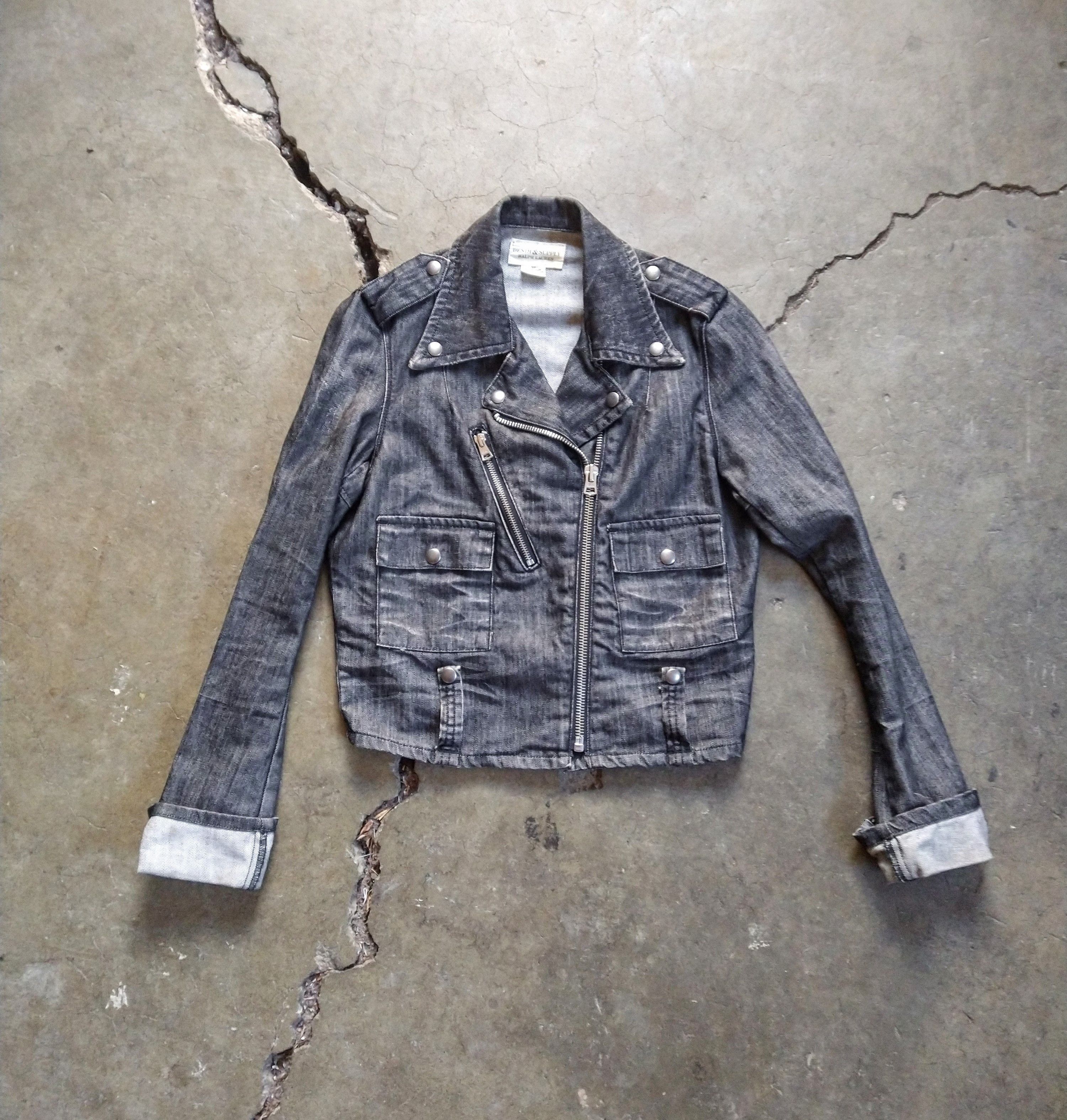 Denim & Supply Ralph Lauren Women's Denim & Supply Small Black Denim Moto Biker Jacket Size S / US 4 / IT 40 - 1 Thumbnail