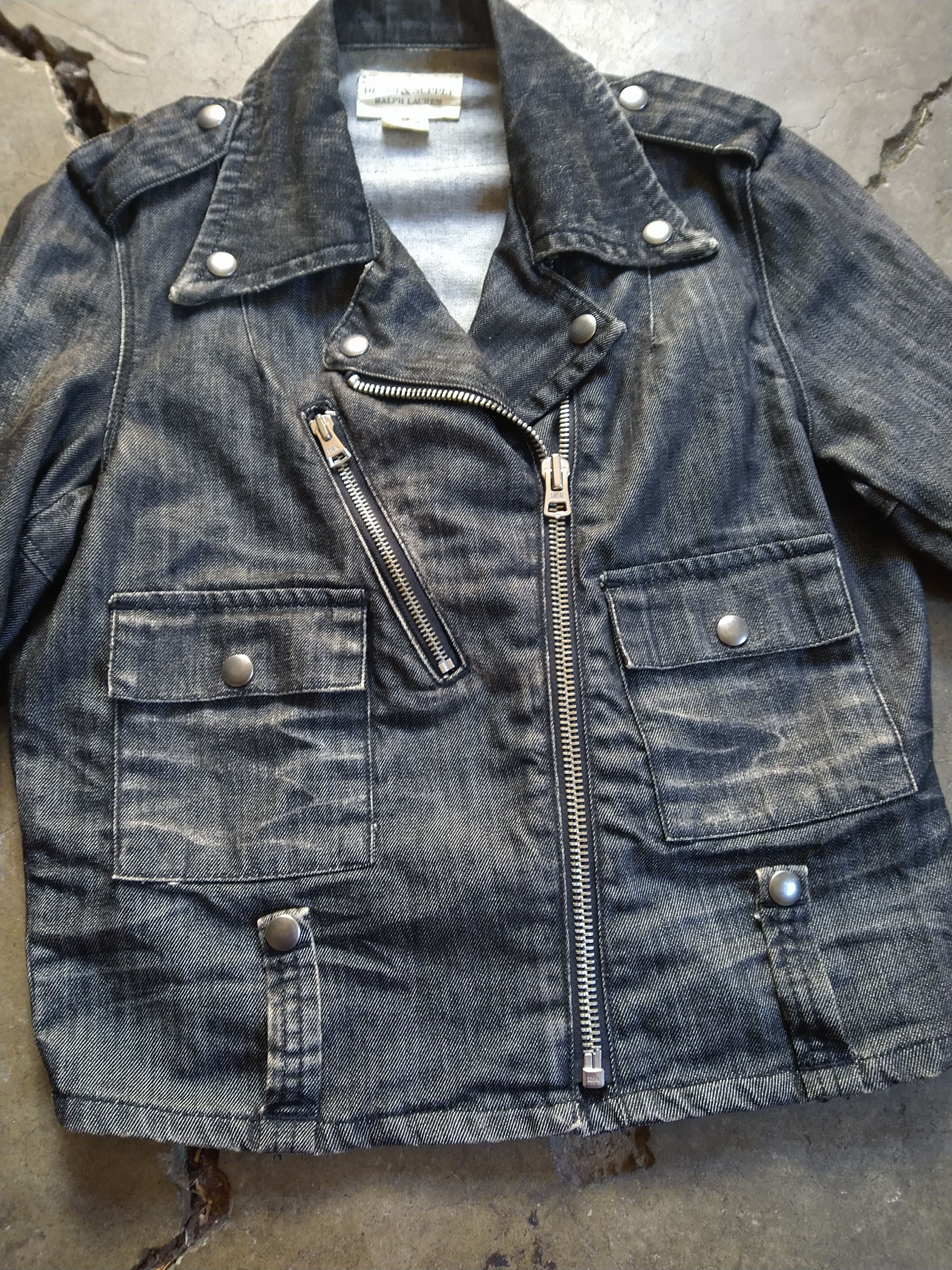Denim & Supply Ralph Lauren Women's Denim & Supply Small Black Denim Moto Biker Jacket Size S / US 4 / IT 40 - 4 Thumbnail