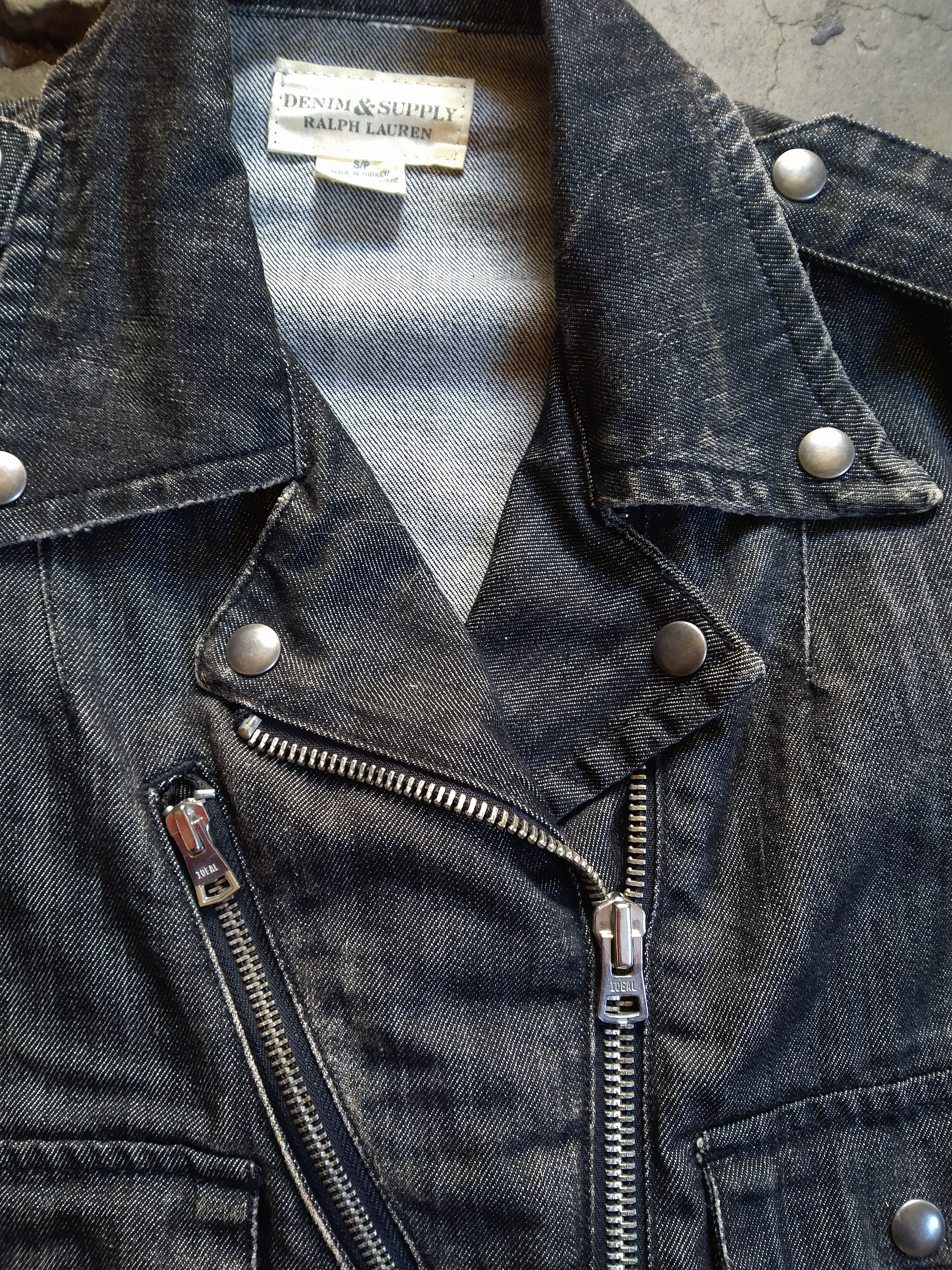 Denim & Supply Ralph Lauren Women's Denim & Supply Small Black Denim Moto Biker Jacket Size S / US 4 / IT 40 - 2 Thumbnail