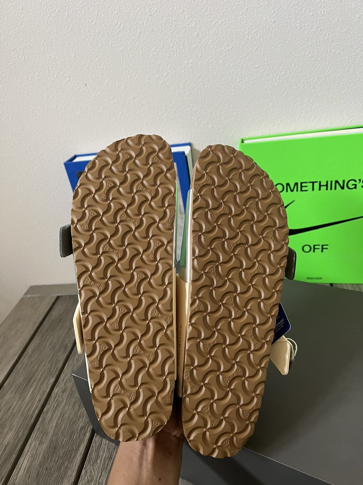 Birkenstock × Rick Owens Rick Owens Arizona Birkenstock Milk & Metallic Sandals Size US 12 / EU 45 - 6 Thumbnail