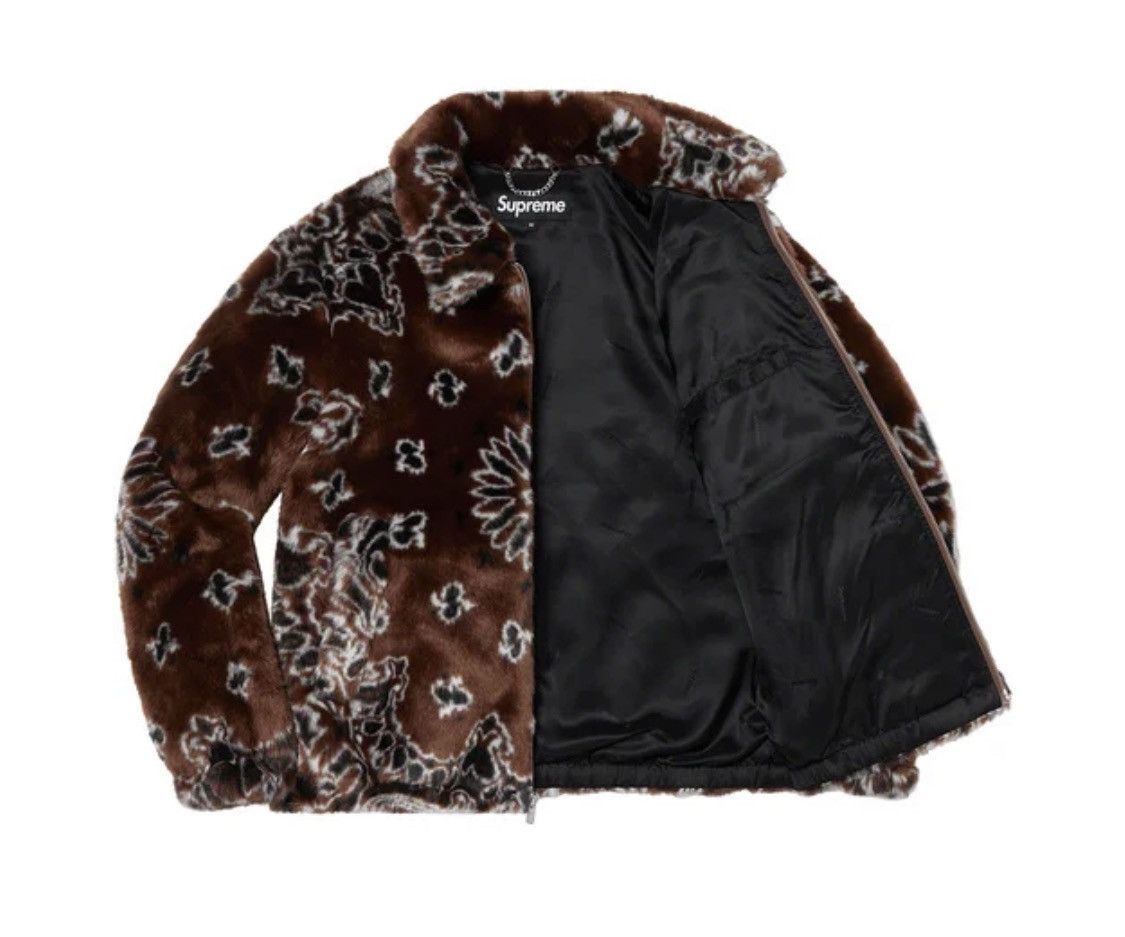 Supreme SUPREME BANDANA FAUX FUR BOMBER JACKET COAT BROWN PAISLEY