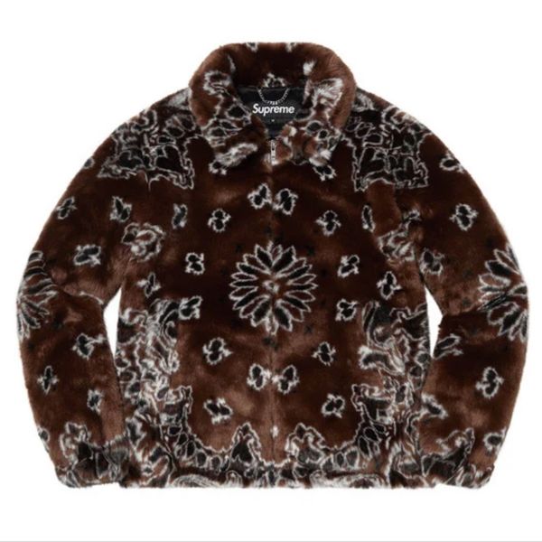 Supreme SUPREME BANDANA FAUX FUR BOMBER JACKET COAT BROWN PAISLEY