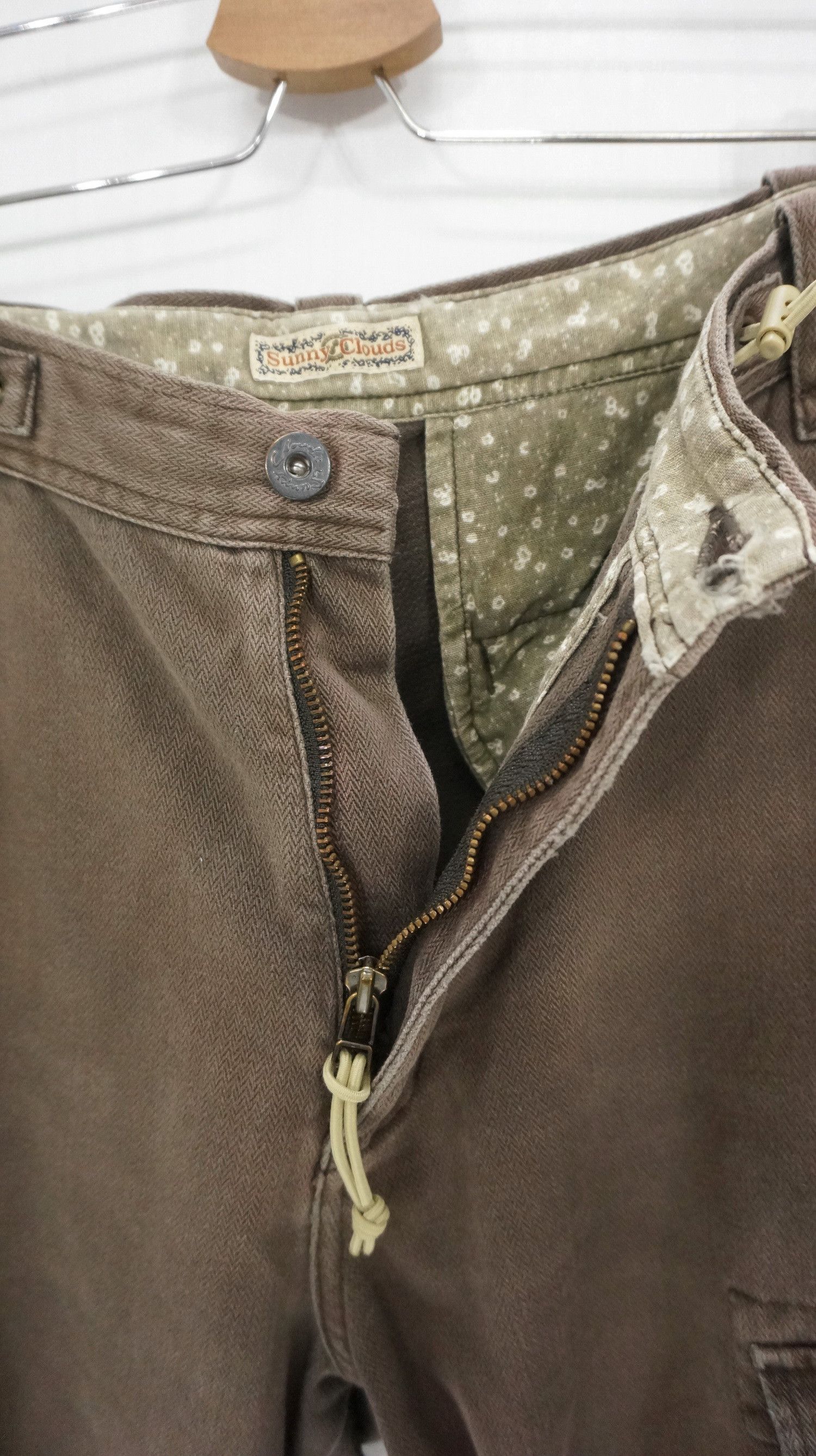Japanese Brand 🔥 SUNNY CLOUD Vintage Herringbone Faded Brown Cargo Pants Size US 30 / EU 46 - 8 Thumbnail