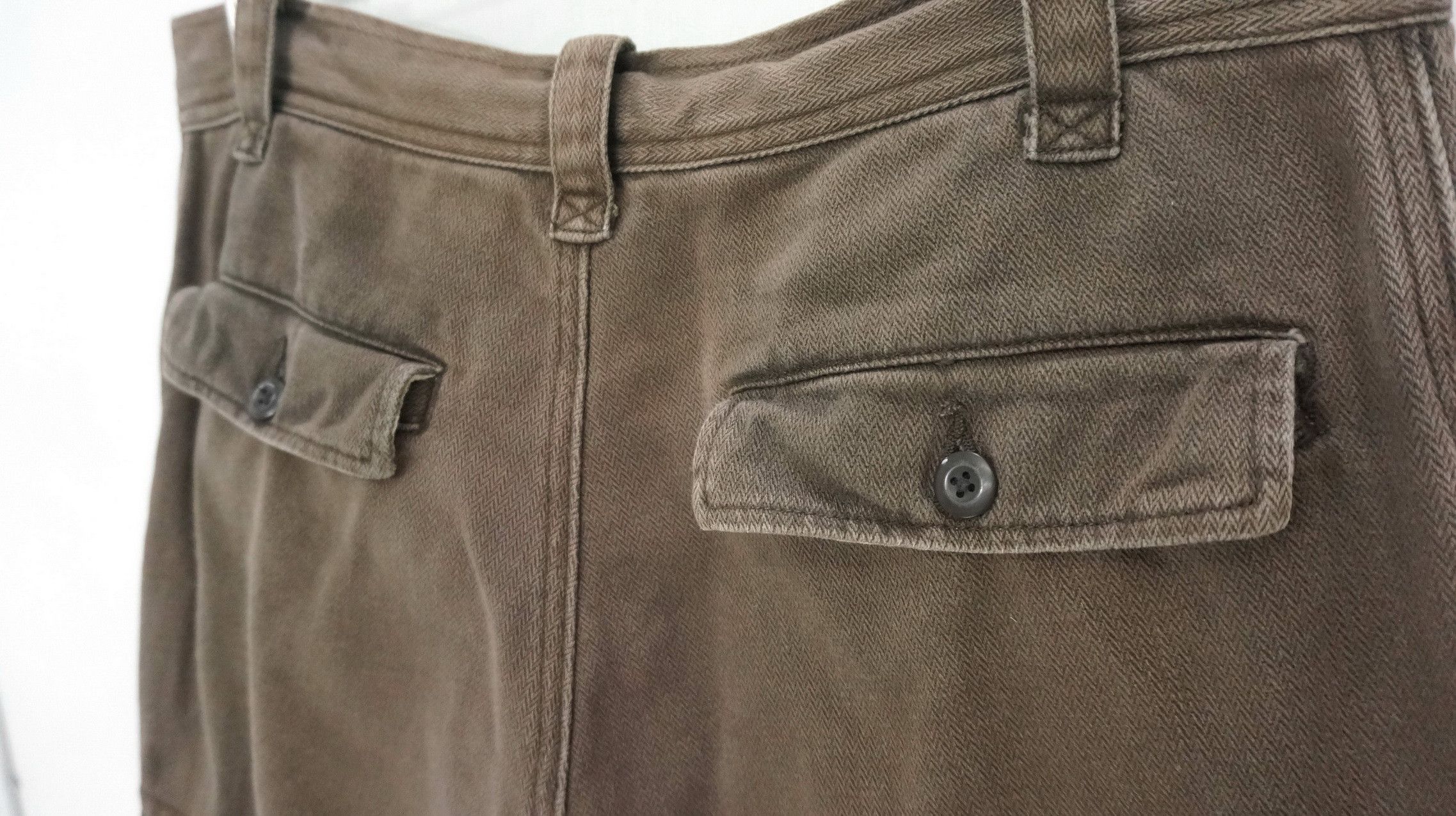 Japanese Brand 🔥 SUNNY CLOUD Vintage Herringbone Faded Brown Cargo Pants Size US 30 / EU 46 - 10 Thumbnail