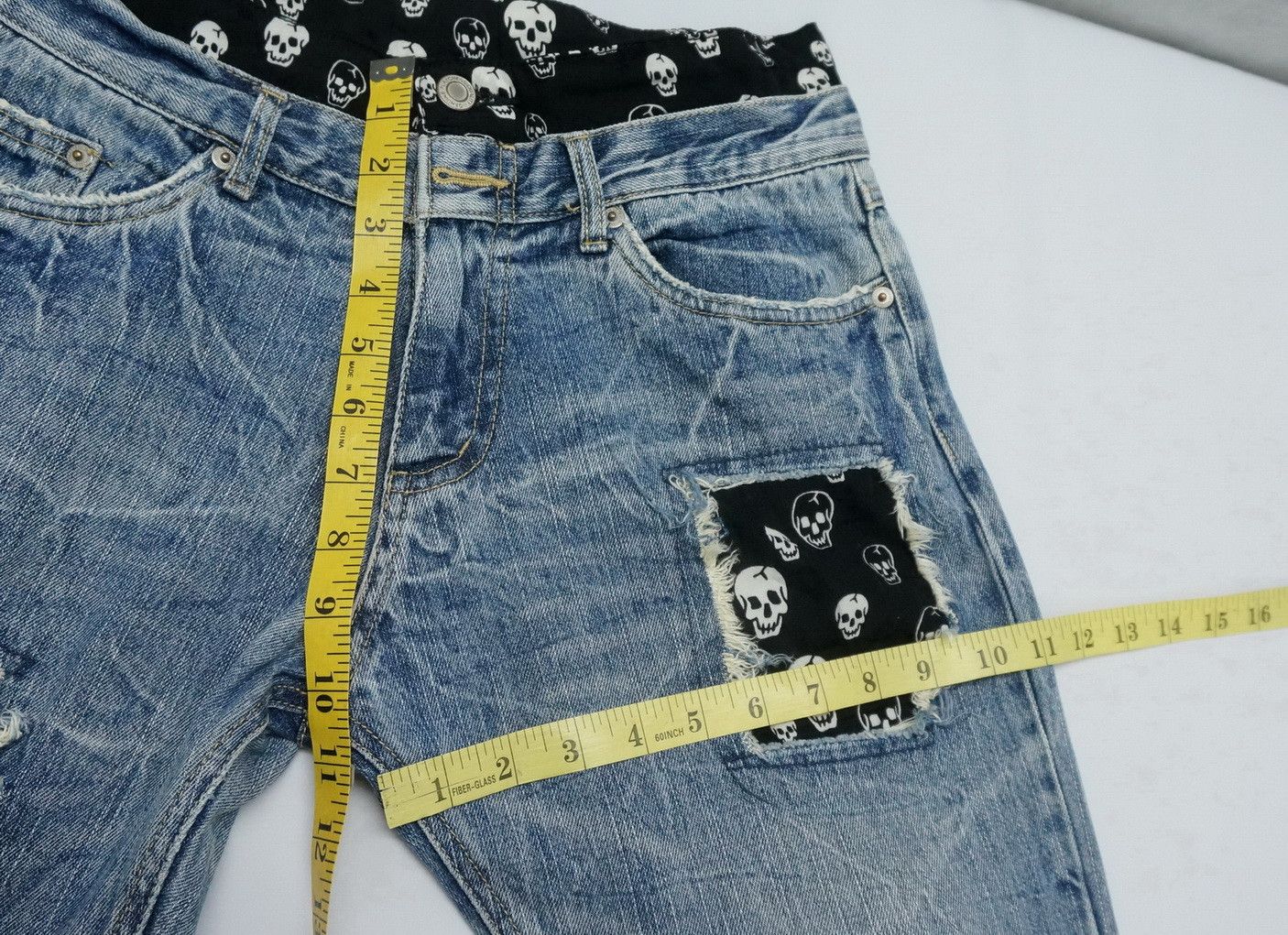 Japanese Brand Vtg Skull Design Japan PLAYCHESS Shortrise Jeans Size US 28 / EU 44 - 14 Thumbnail