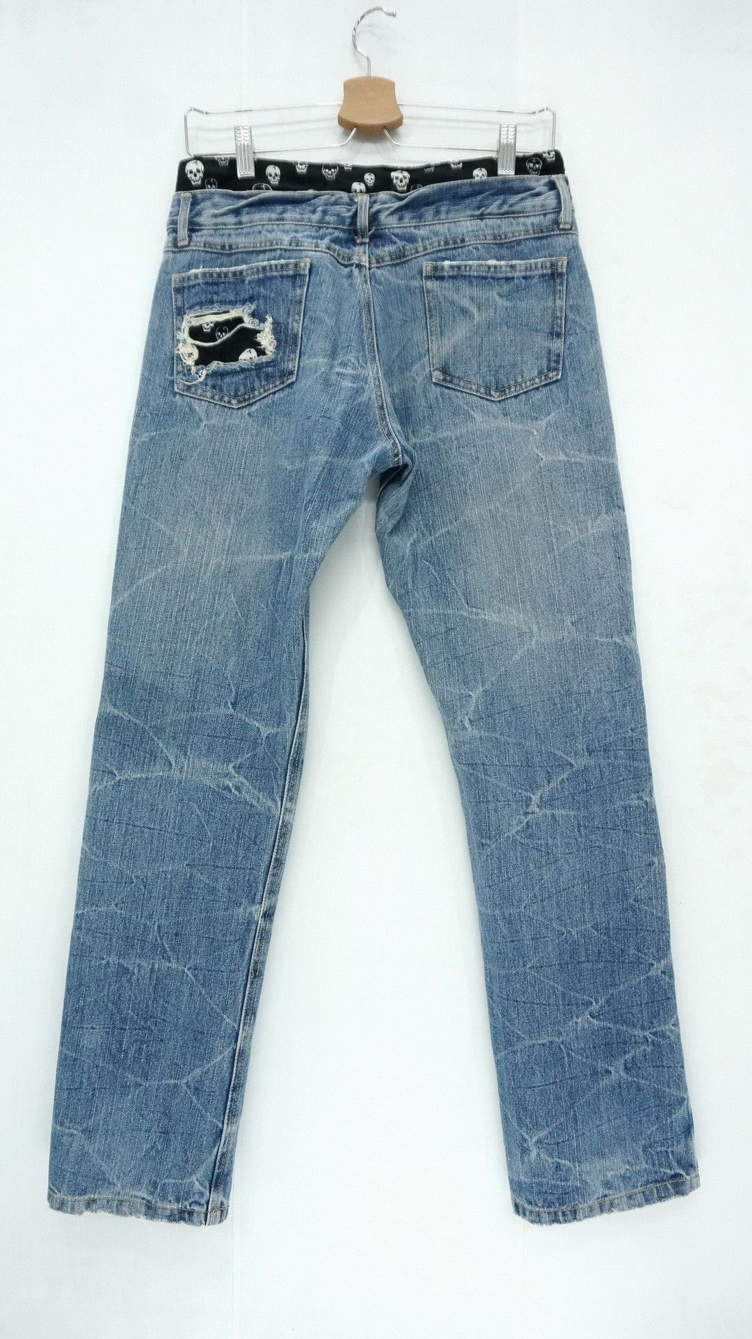 Japanese Brand Vtg Skull Design Japan PLAYCHESS Shortrise Jeans Size US 28 / EU 44 - 3 Thumbnail