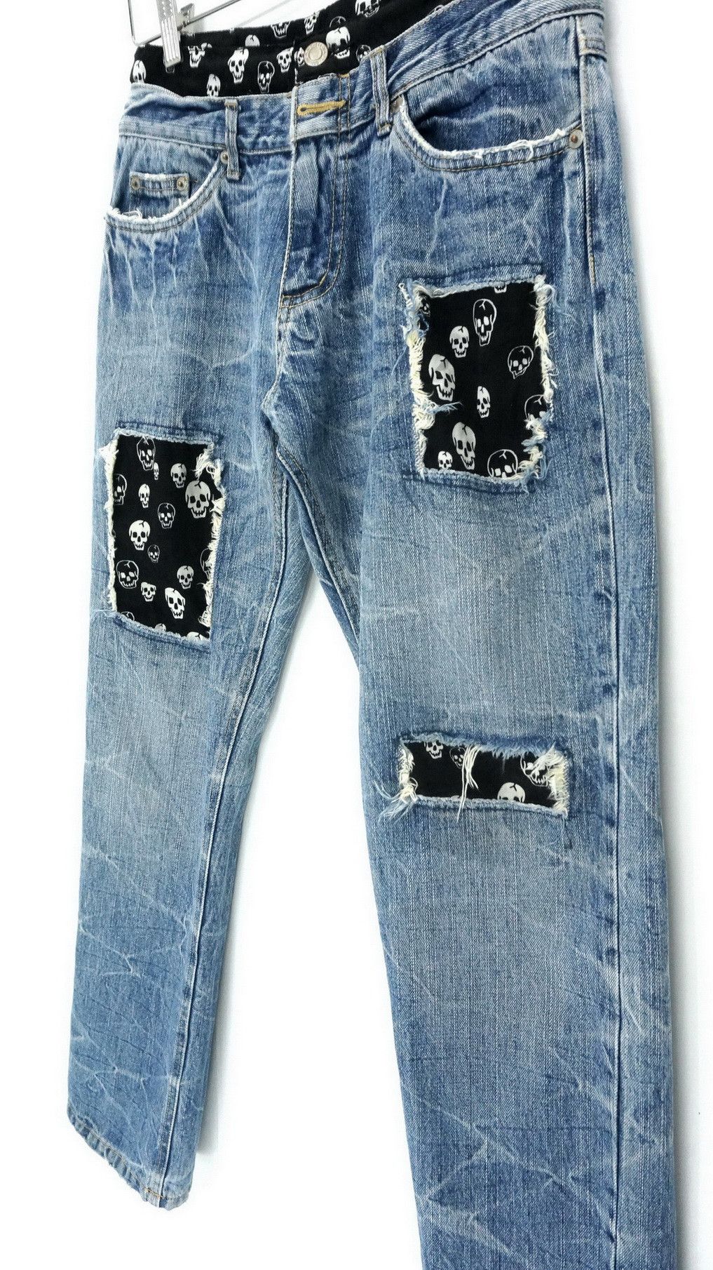 Japanese Brand Vtg Skull Design Japan PLAYCHESS Shortrise Jeans Size US 28 / EU 44 - 10 Thumbnail
