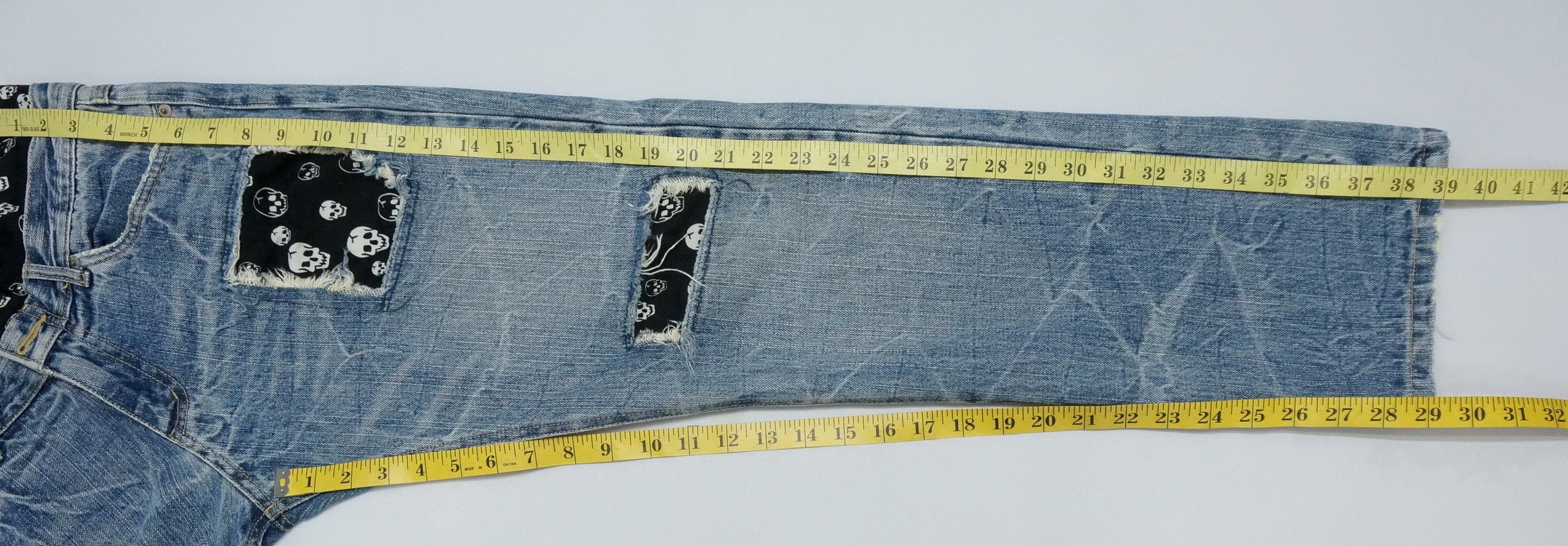 Japanese Brand Vtg Skull Design Japan PLAYCHESS Shortrise Jeans Size US 28 / EU 44 - 15 Thumbnail