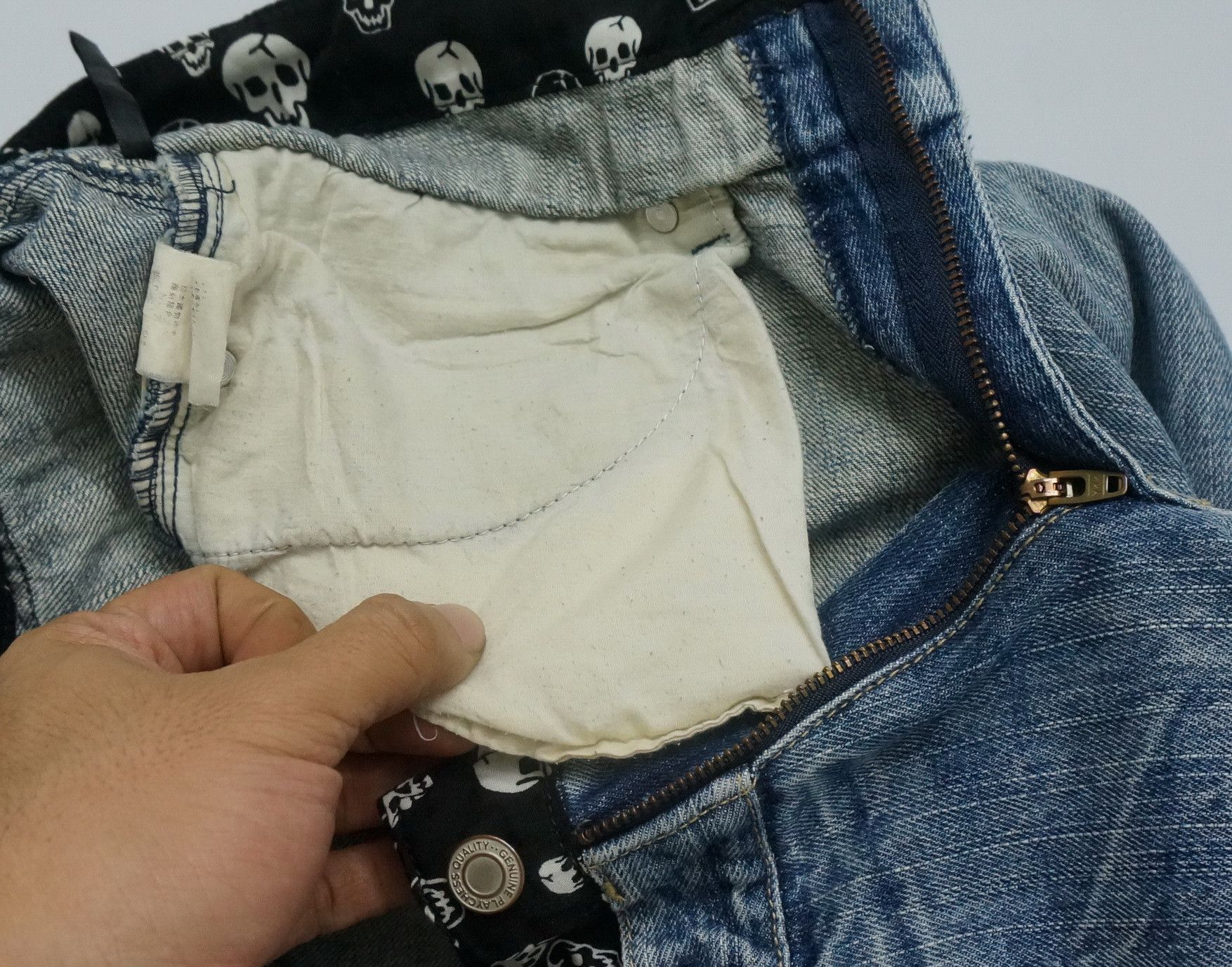 Japanese Brand Vtg Skull Design Japan PLAYCHESS Shortrise Jeans Size US 28 / EU 44 - 20 Thumbnail