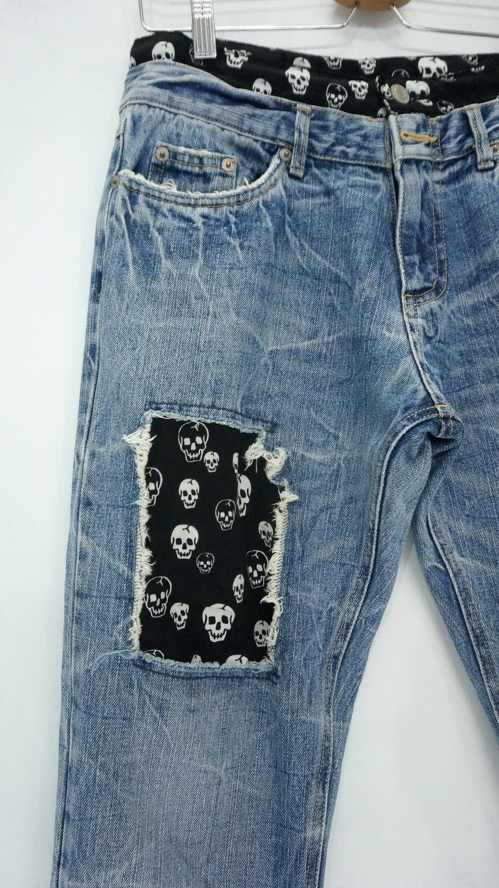 Japanese Brand Vtg Skull Design Japan PLAYCHESS Shortrise Jeans Size US 28 / EU 44 - 6 Thumbnail