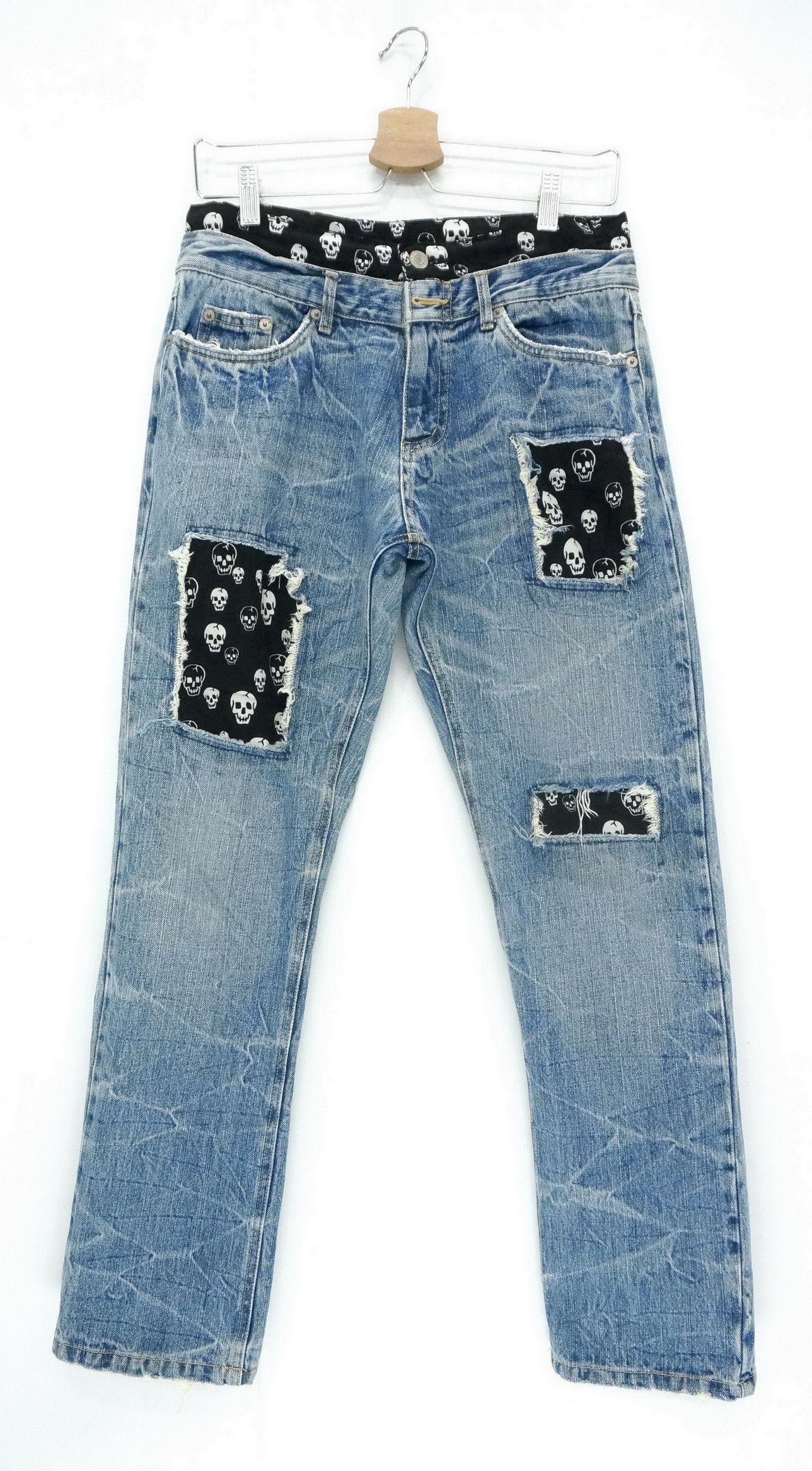 Japanese Brand Vtg Skull Design Japan PLAYCHESS Shortrise Jeans Size US 28 / EU 44 - 1 Thumbnail
