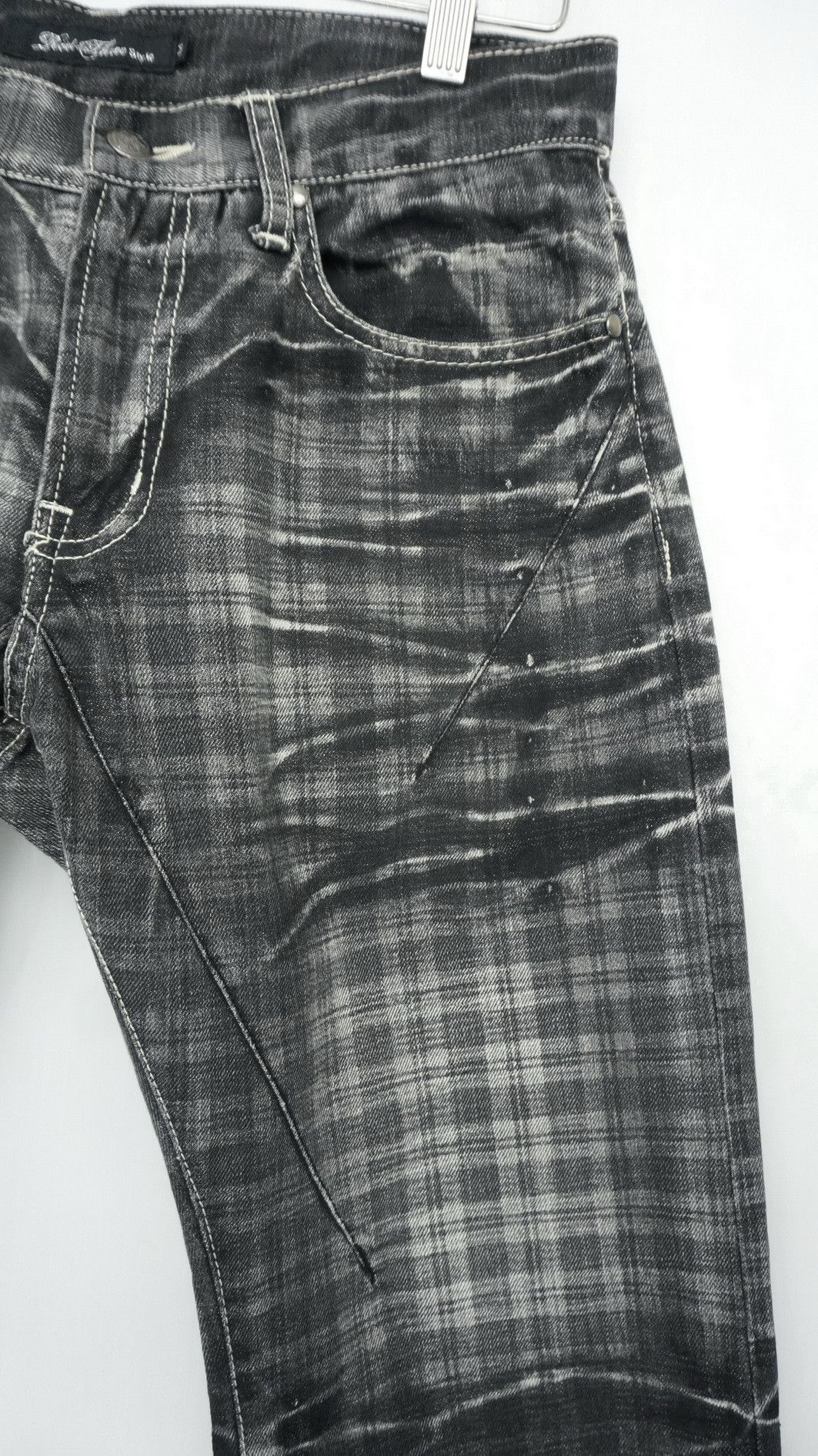 Japanese Brand VTG 🔥🇯🇵ROOT THREE Japan Check Distressed Jeans Size US 30 / EU 46 - 6 Thumbnail