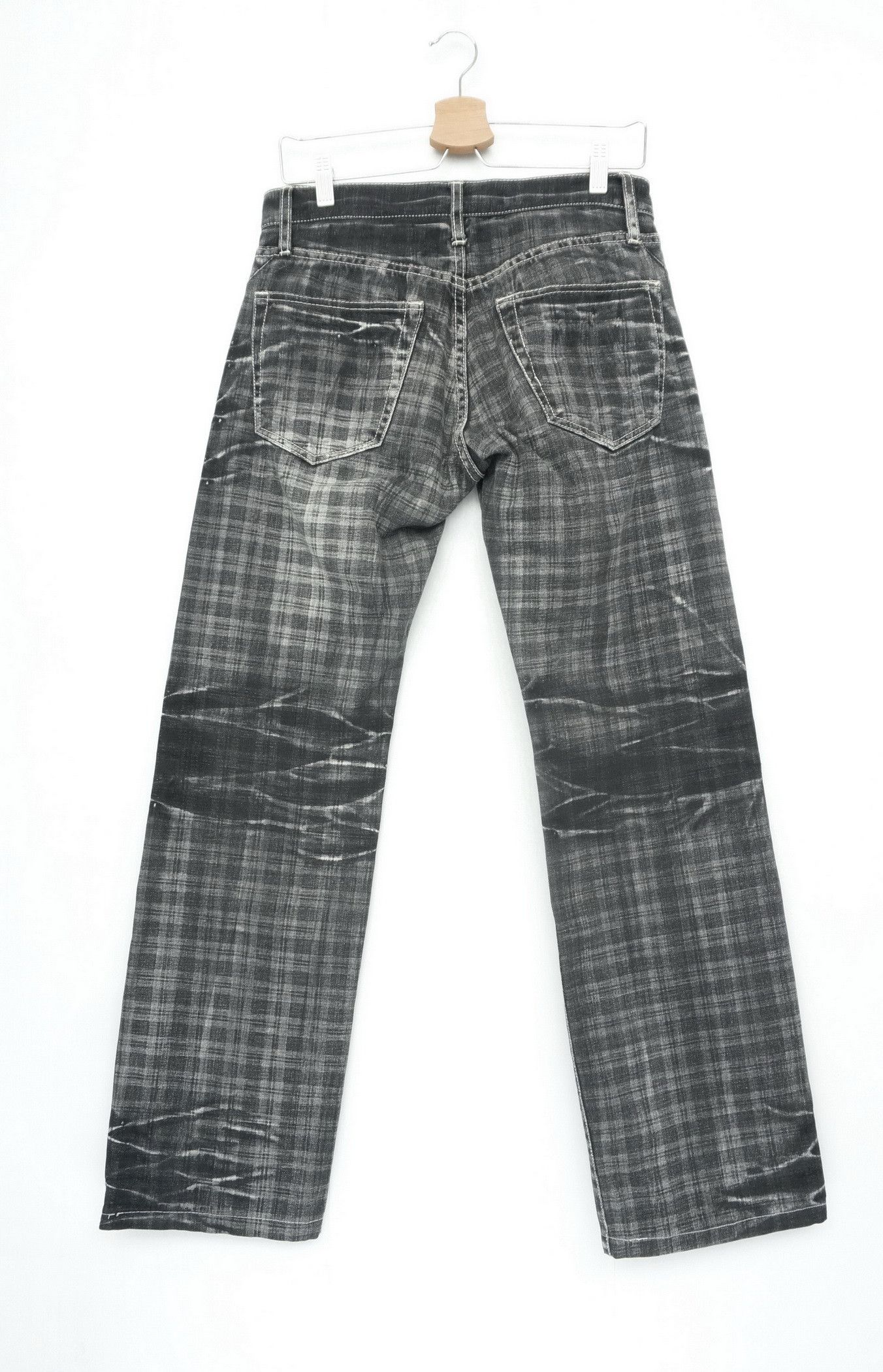 Japanese Brand VTG 🔥🇯🇵ROOT THREE Japan Check Distressed Jeans Size US 30 / EU 46 - 2 Thumbnail