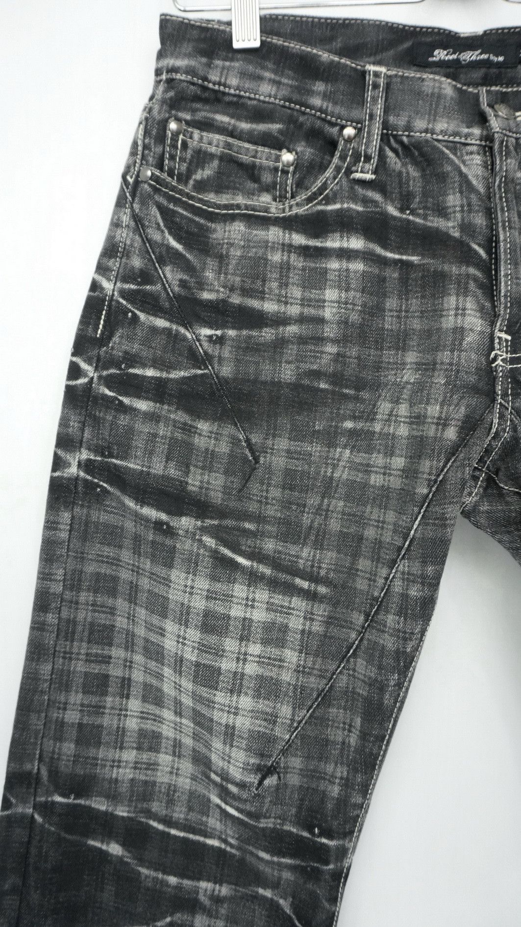 Japanese Brand VTG 🔥🇯🇵ROOT THREE Japan Check Distressed Jeans Size US 30 / EU 46 - 5 Thumbnail